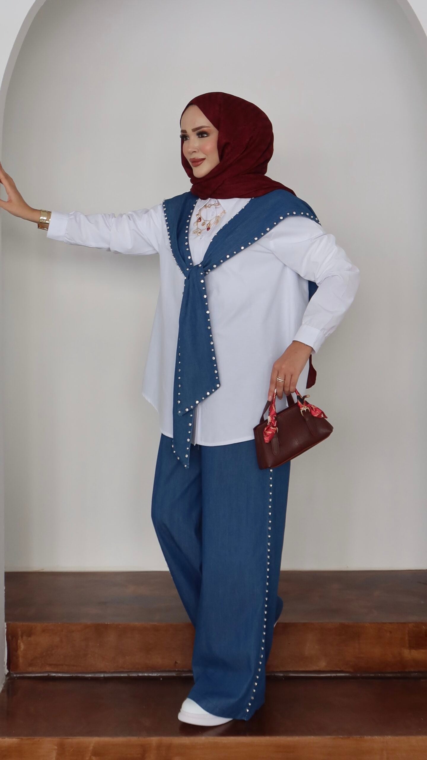 Marjin Çakım Taşlı Denim İkili Takım |  