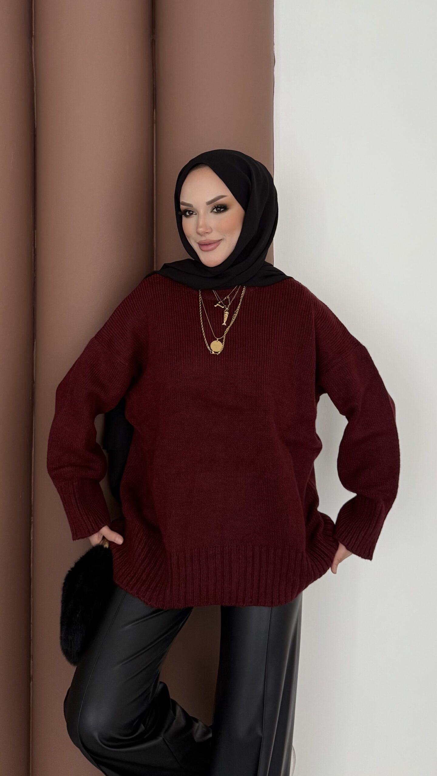 Bisiklet Yaka Oversize Kadın Kazak |  