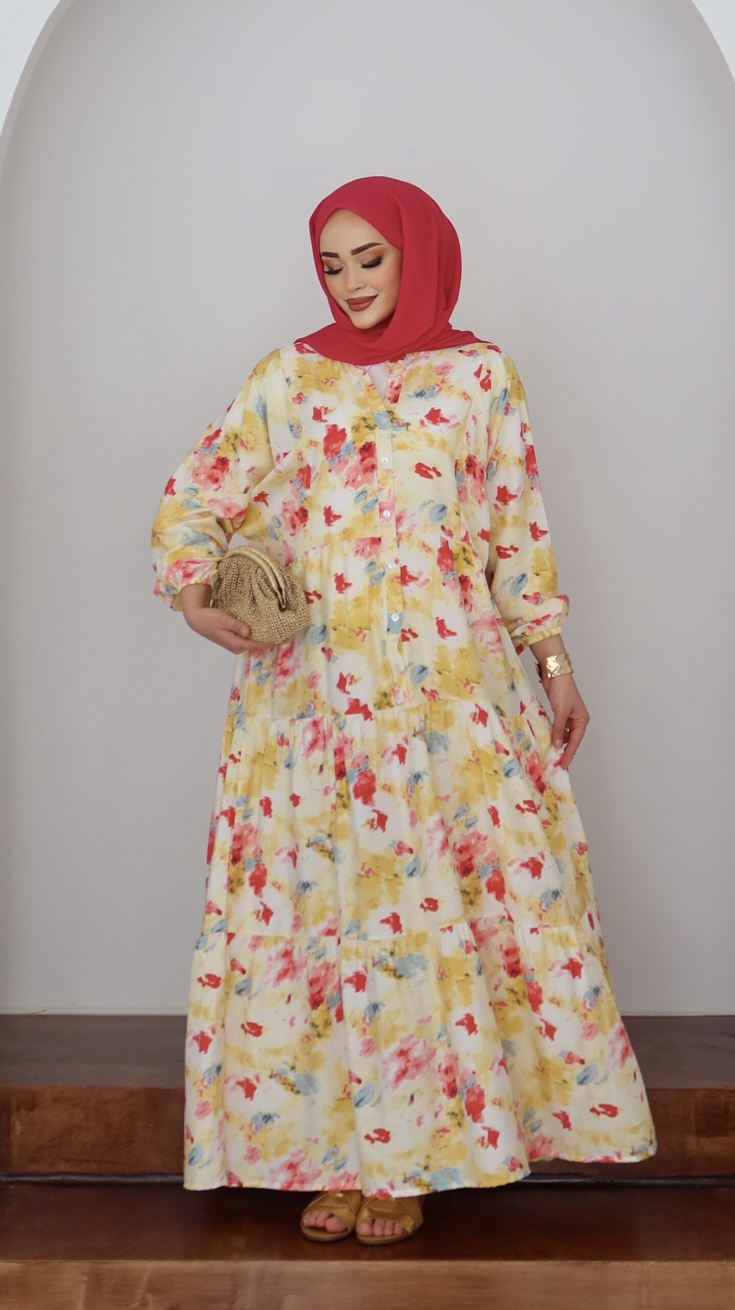 Mango Etnik Desenli Tensel Elbise |  