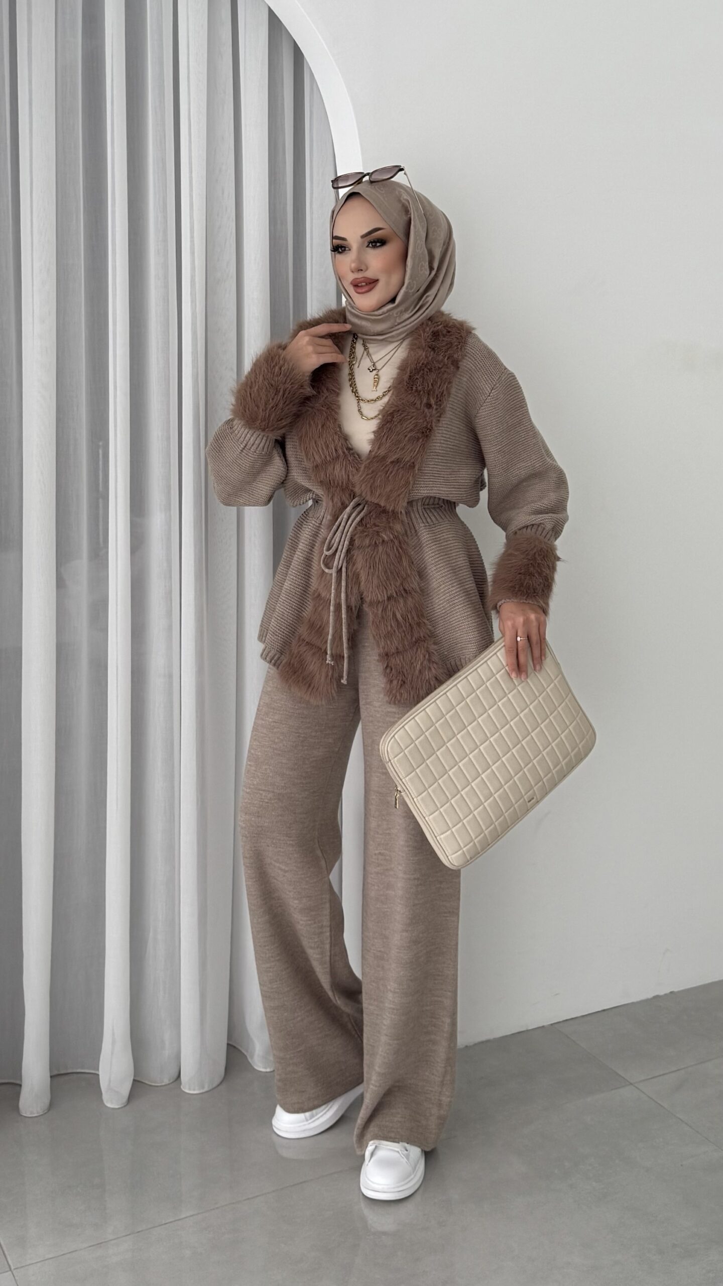 Angora Kürklü Triko İkili Takım |  