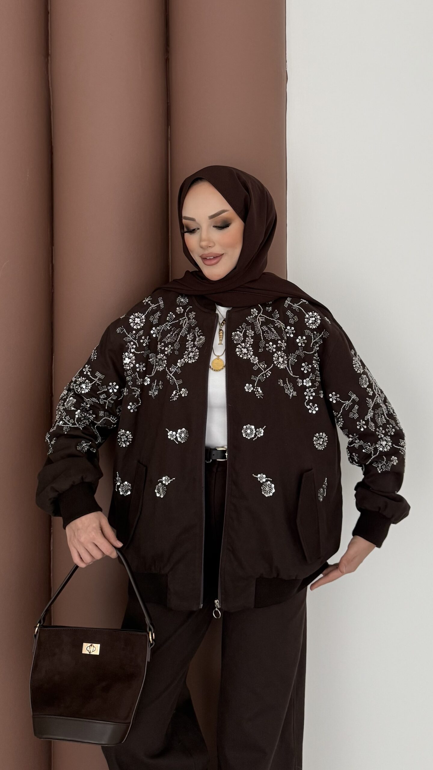 Marka Muadili Gabardin Bomber Ceket İkili Takım |  