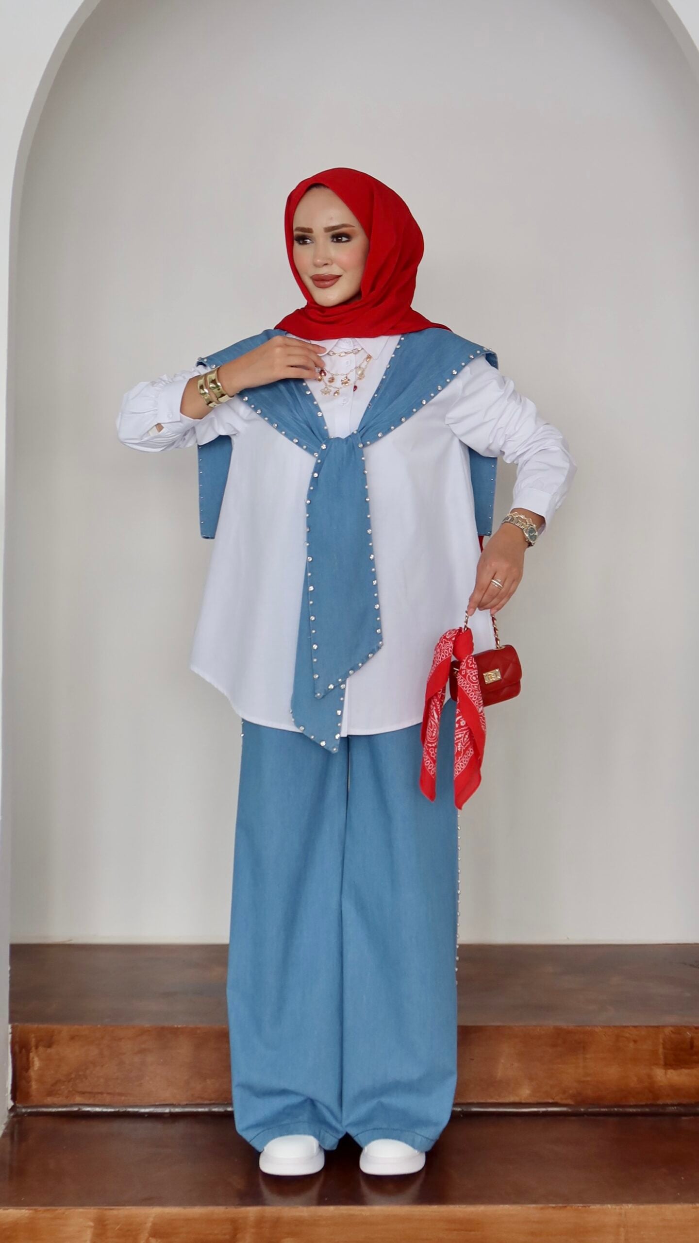 Marjin Çakım Taşlı Denim İkili Takım |  