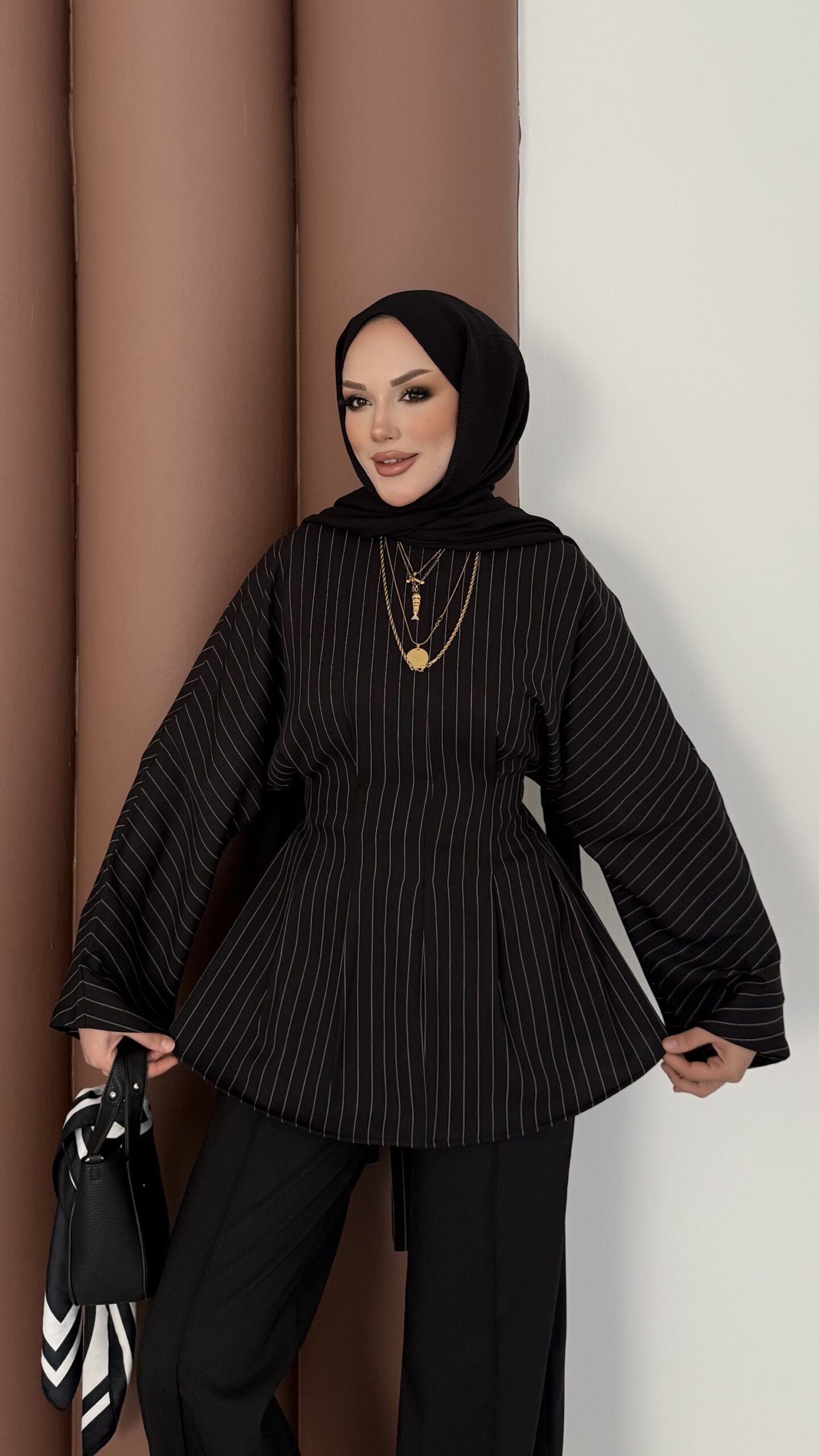 Premium Piliseli Arabic Çizgili İkili Takım |  