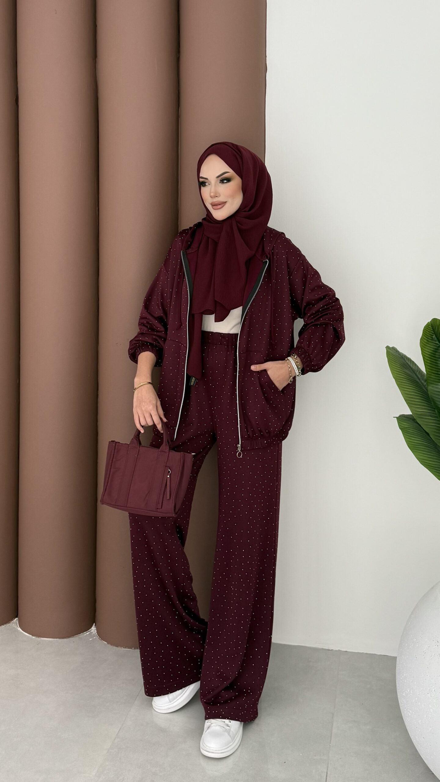 Fashion Taşlı Bomber İkili Takım |  