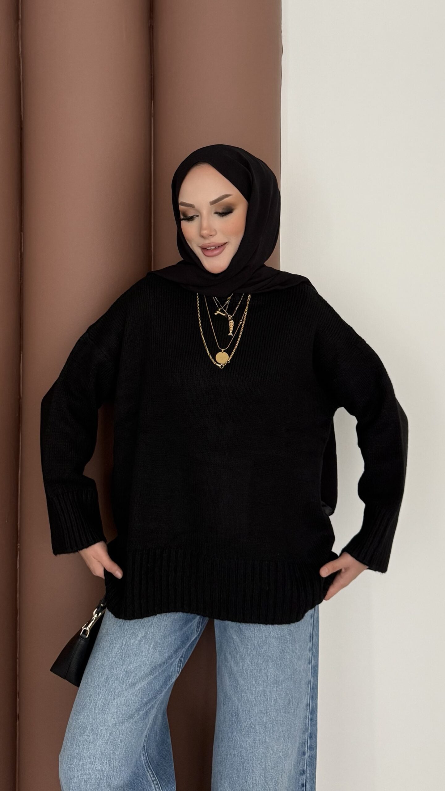 Bisiklet Yaka Oversize Kadın Kazak |  