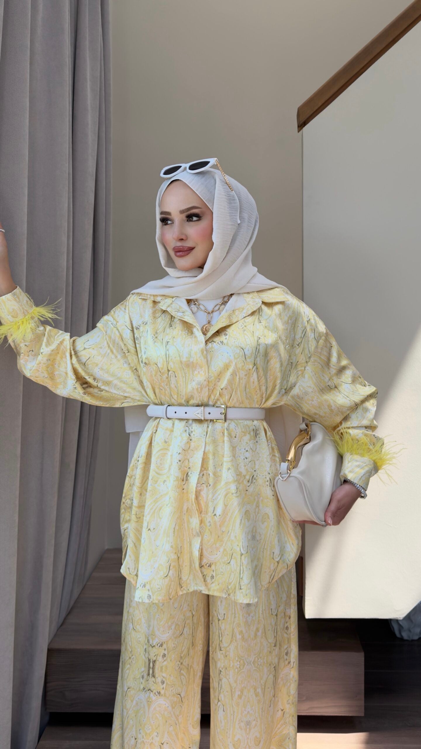 Talia Saten Desenli Tüylü İkili Takım |  