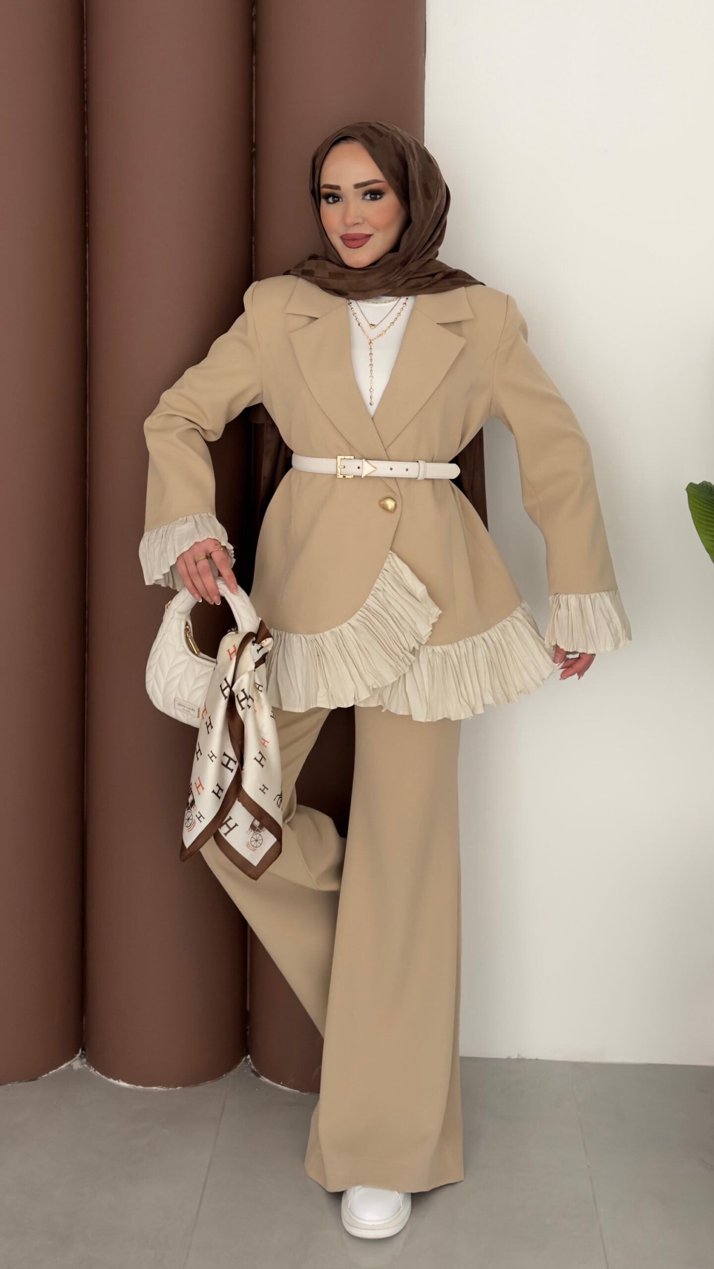 Violet Piliseli Double Blazer İkili Takım |  