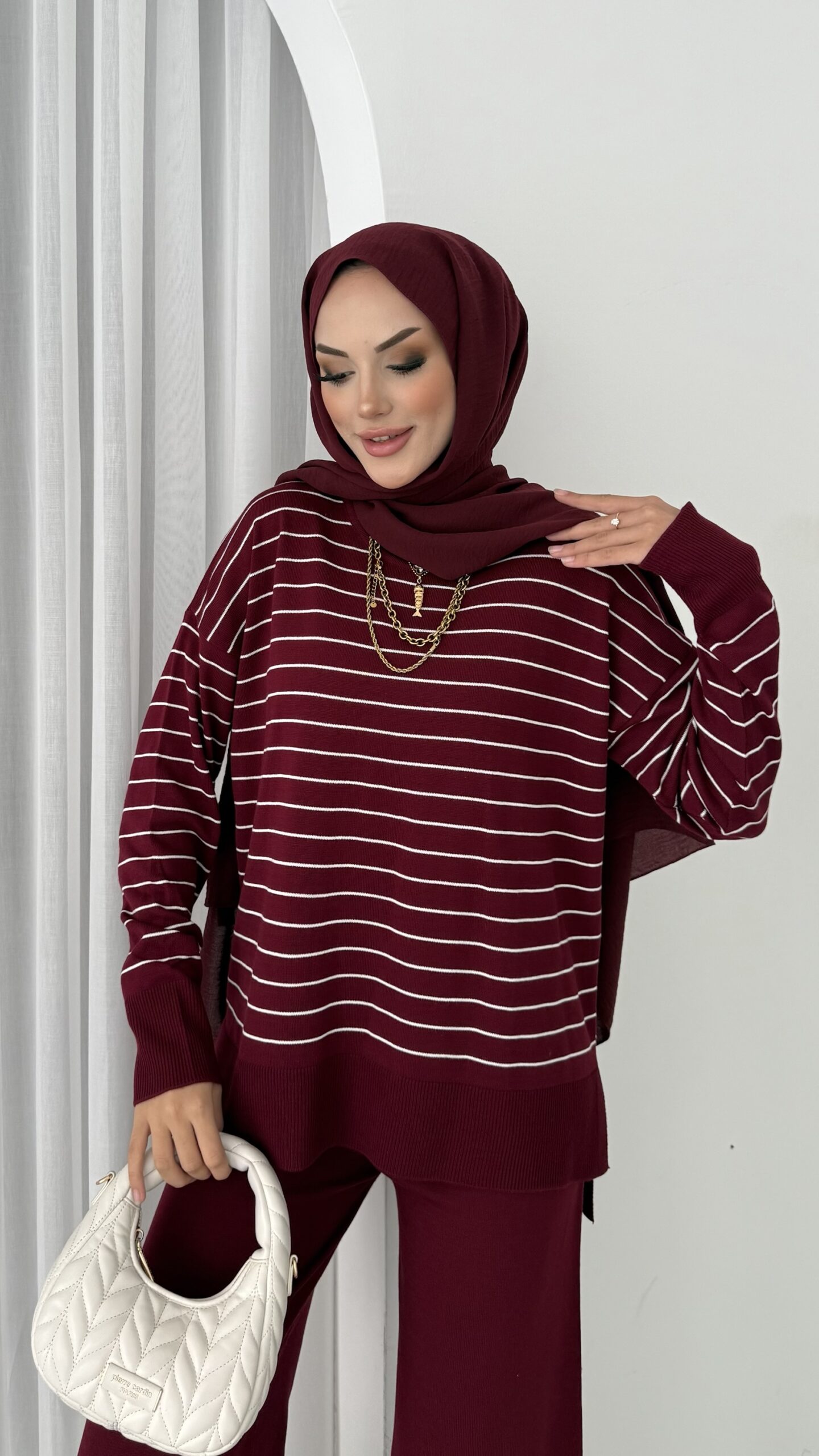 Premium Merserize Çizgili Triko İki Takım |  