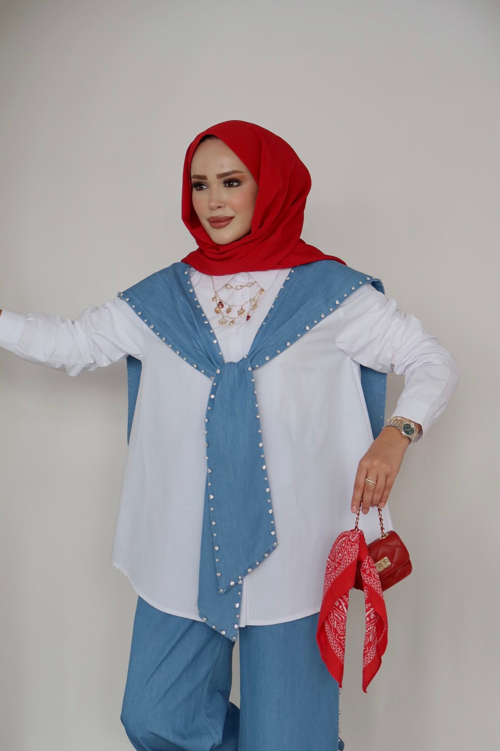Marjin Çakım Taşlı Denim İkili Takım |  