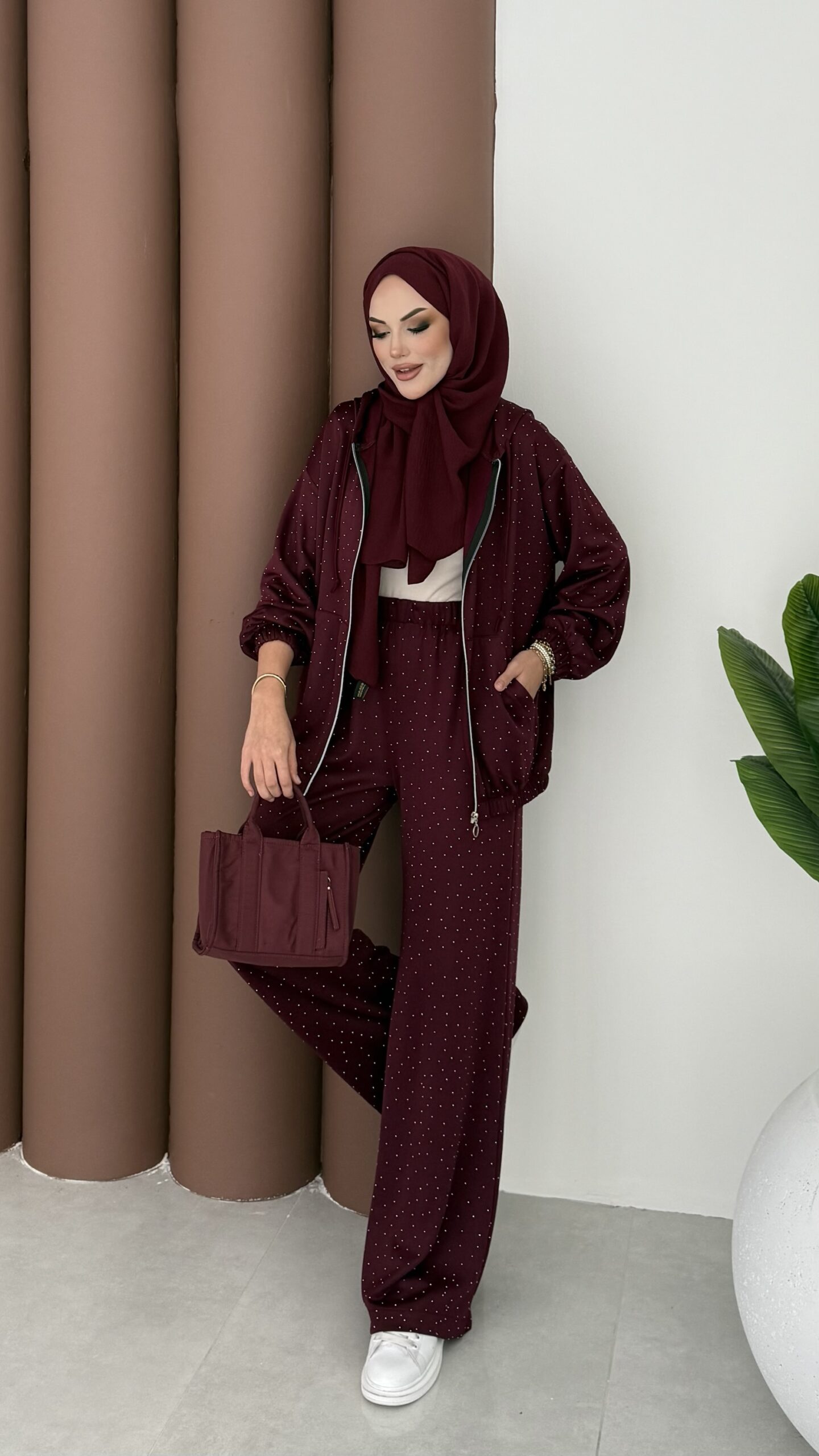 Fashion Taşlı Bomber İkili Takım |  