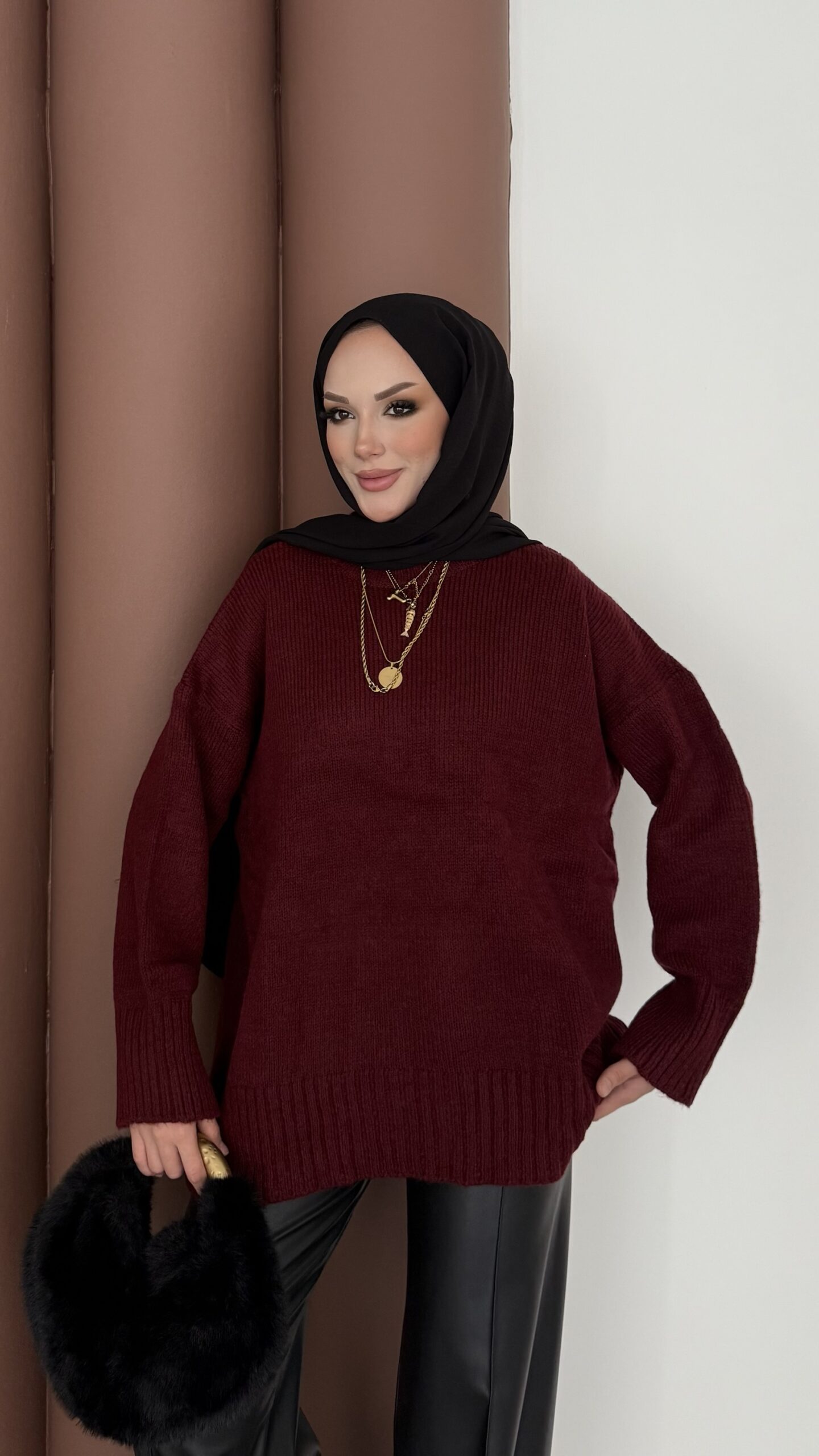 Bisiklet Yaka Oversize Kadın Kazak |  