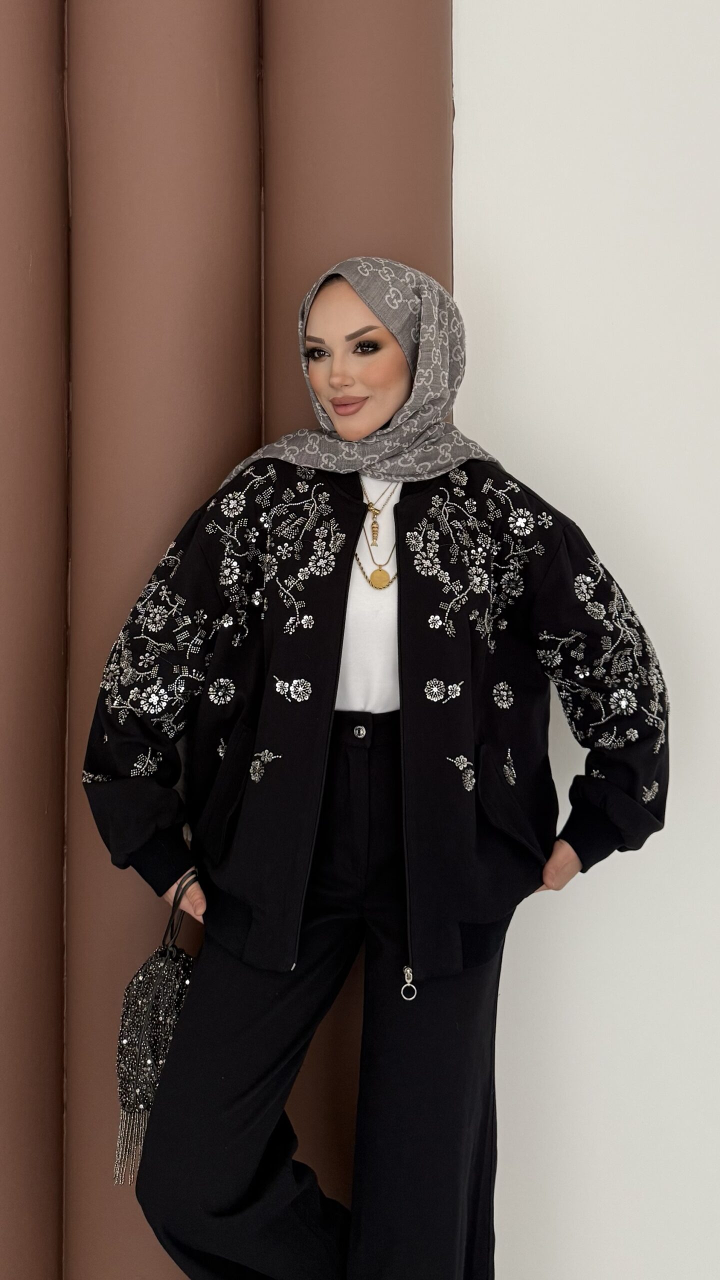 Marka Muadili Gabardin Bomber Ceket İkili Takım |  