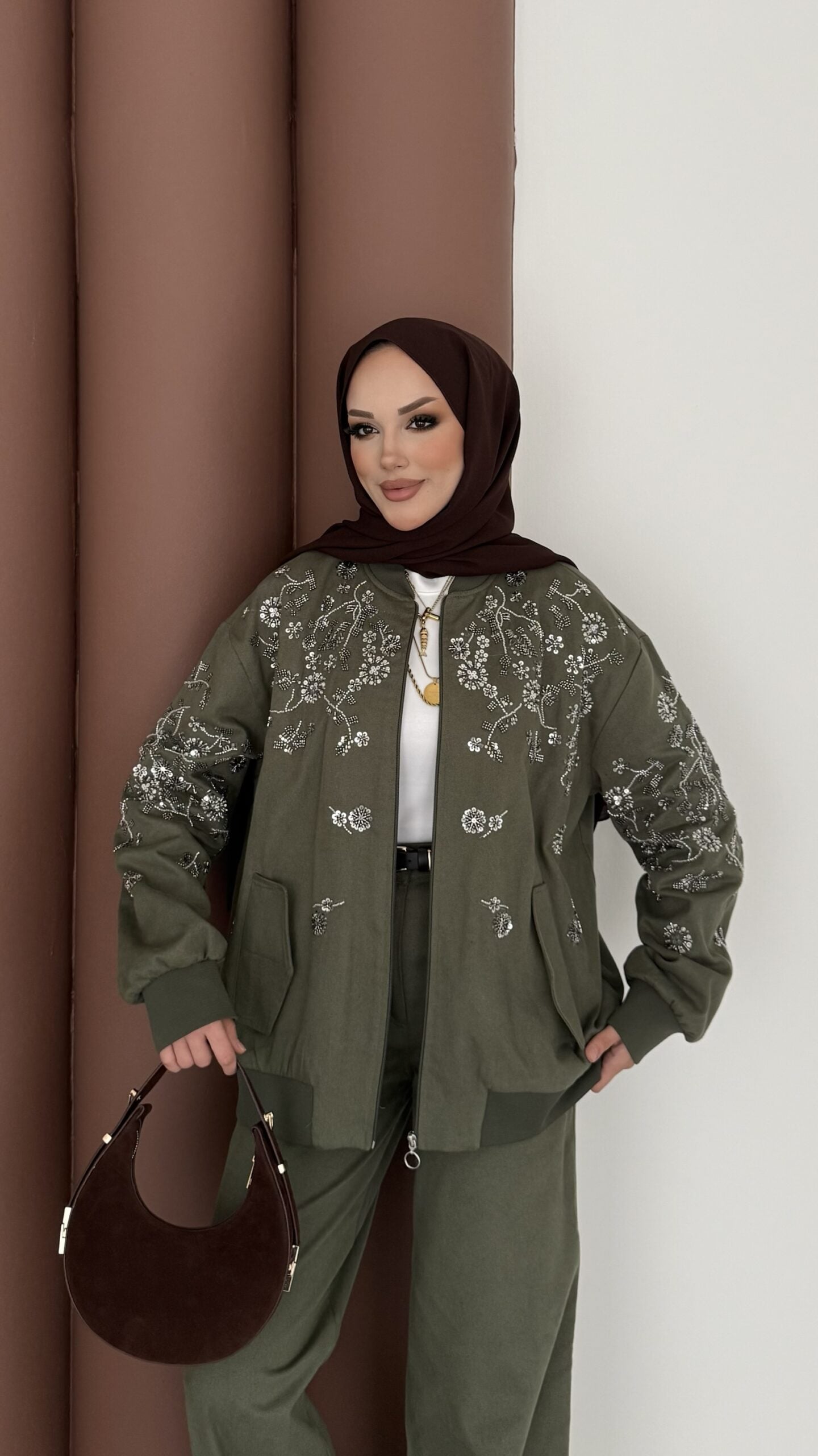 Marka Muadili Gabardin Bomber Ceket İkili Takım |  