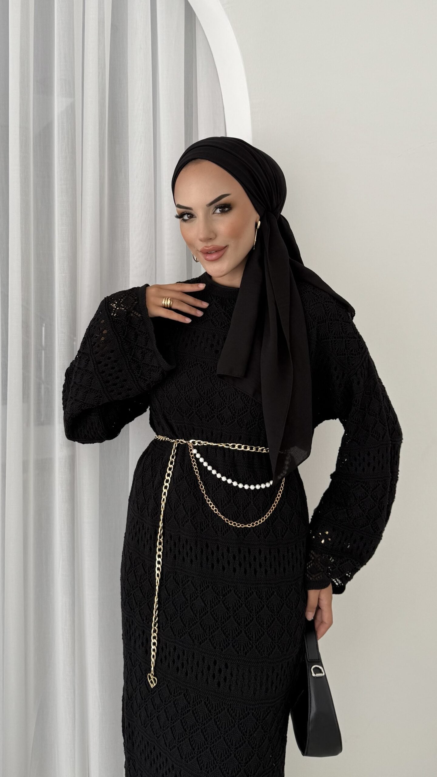 Marka Muadil Kemerli Ajurlu Elbise |  