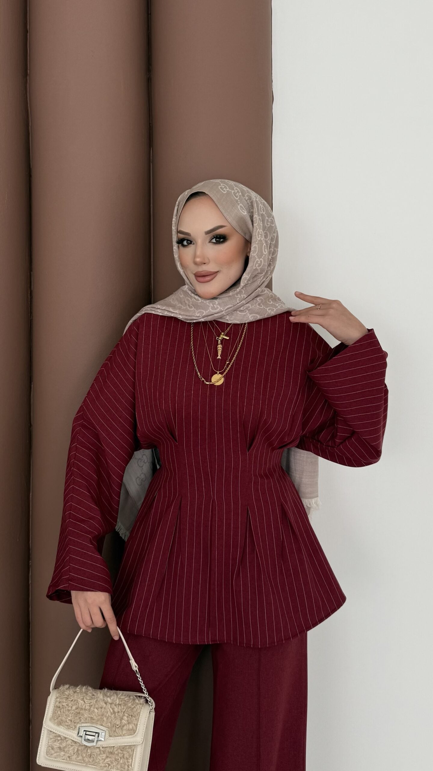 Premium Piliseli Arabic Çizgili İkili Takım |  