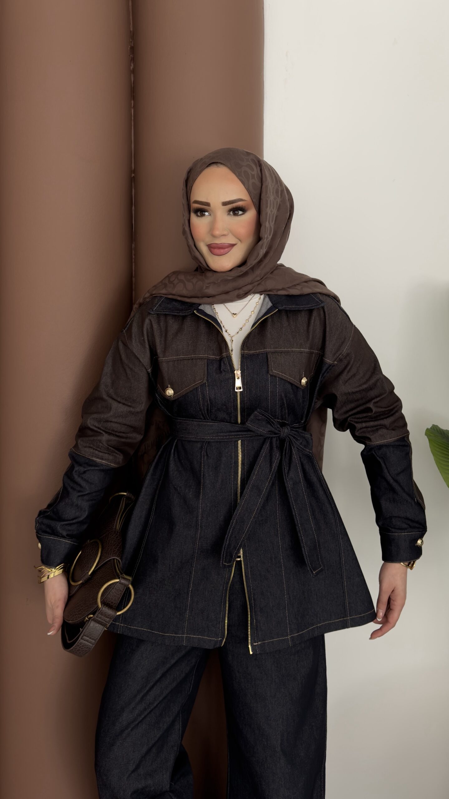 Dark Çift Fermuarlı Denim İkili Takım |  