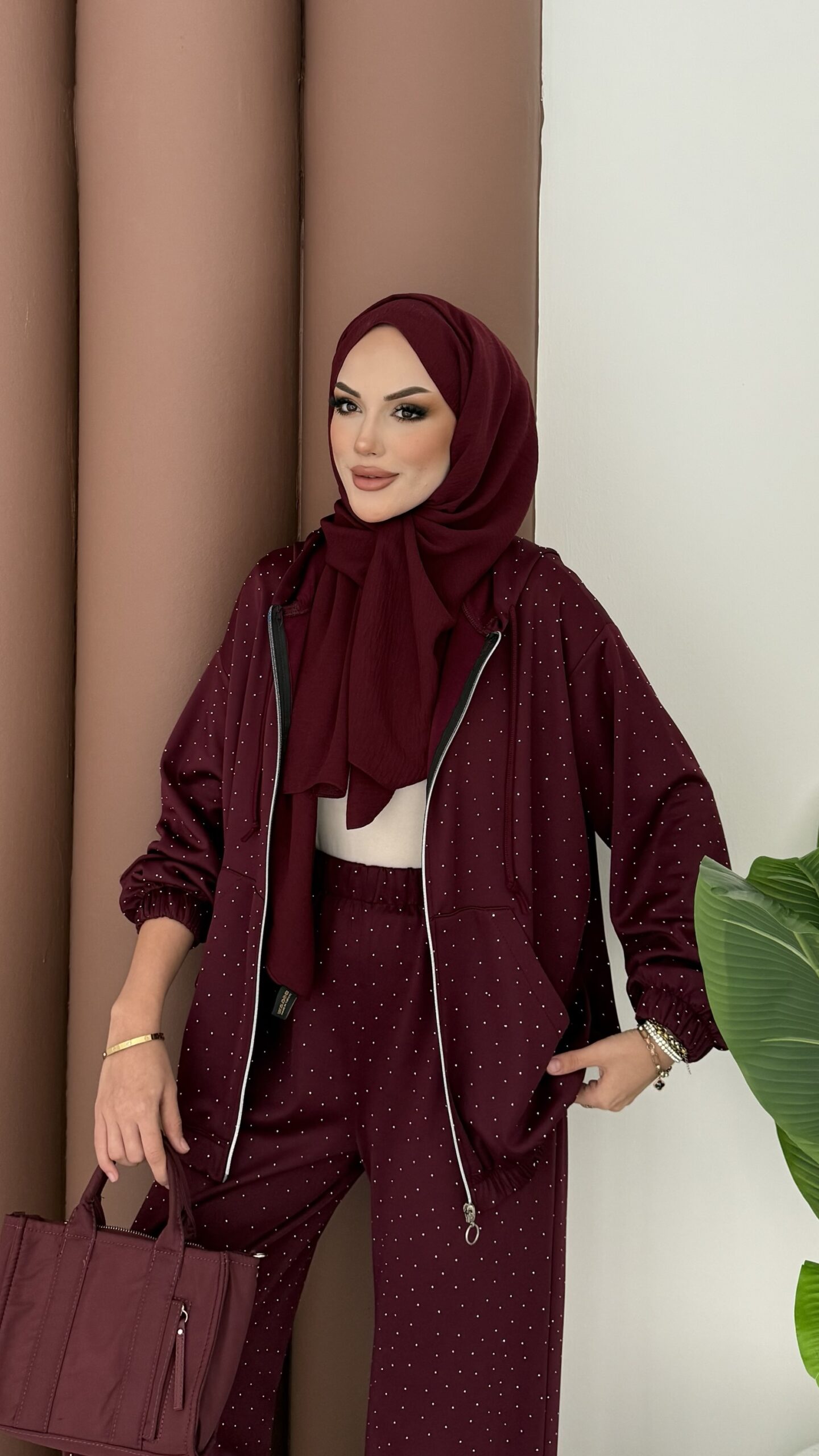 Fashion Taşlı Bomber İkili Takım |  