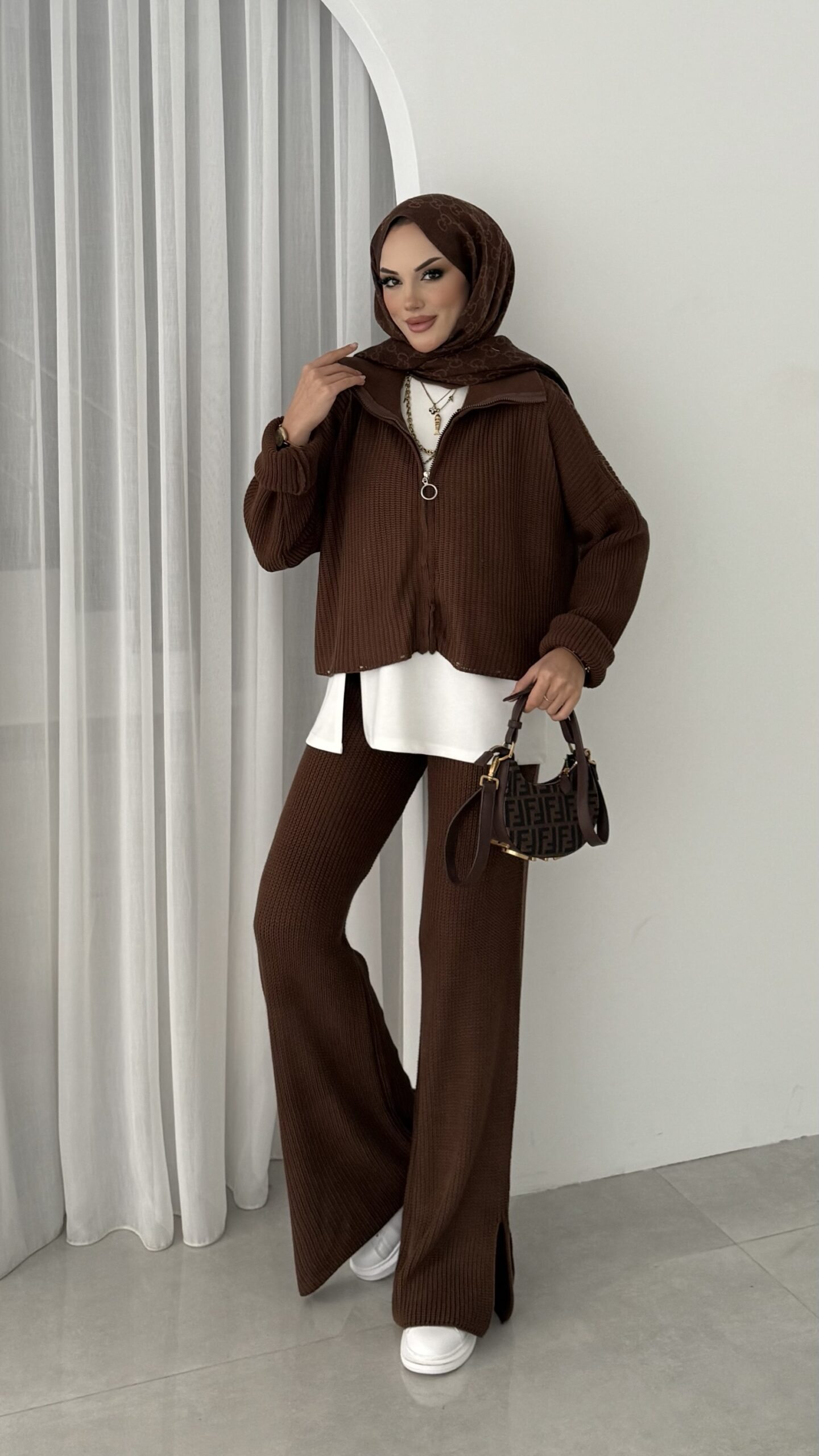 Crop İçlikli Triko Takım |  