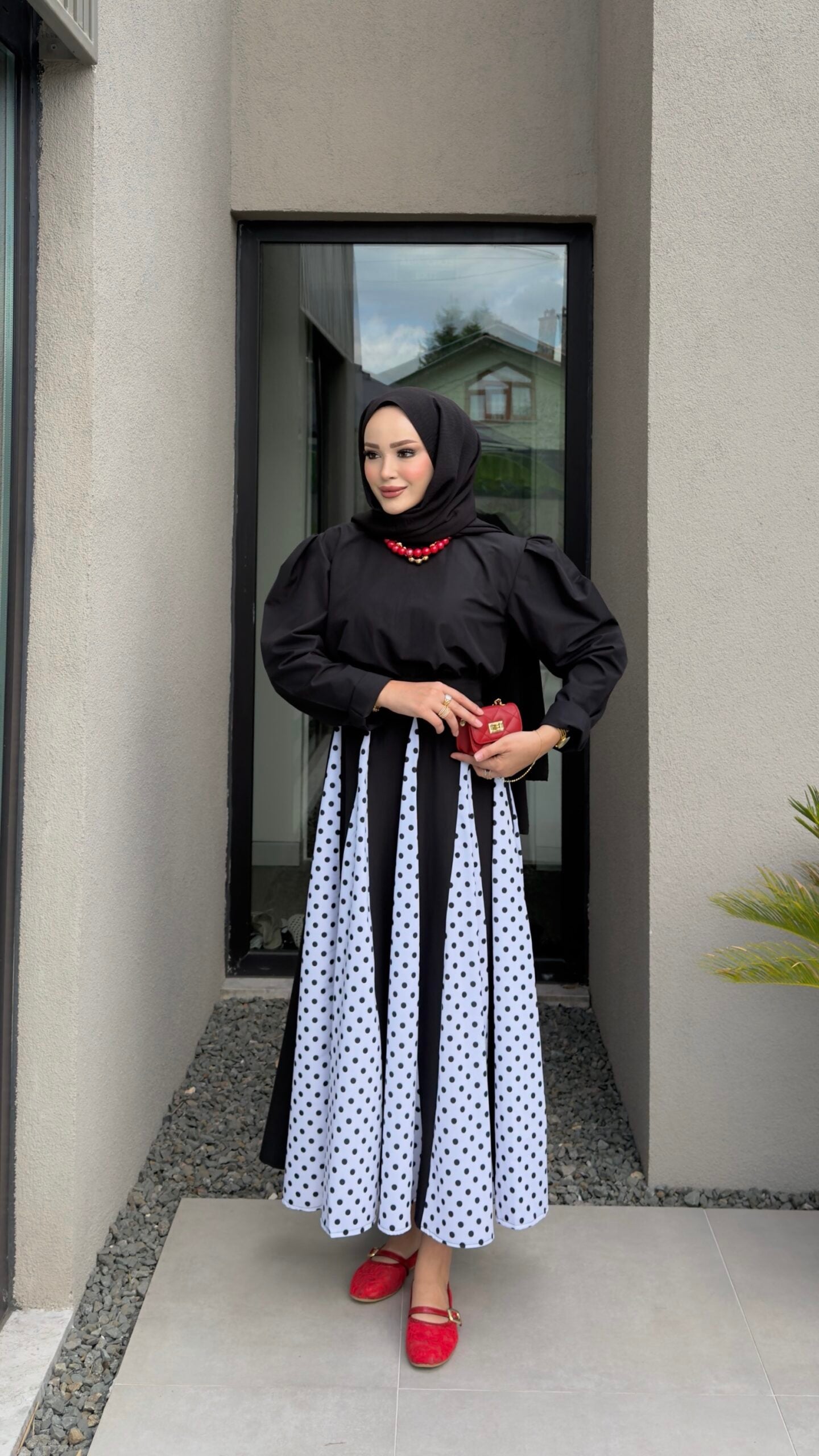 Puantiyeli Poplin Etekli İkili Takım |  