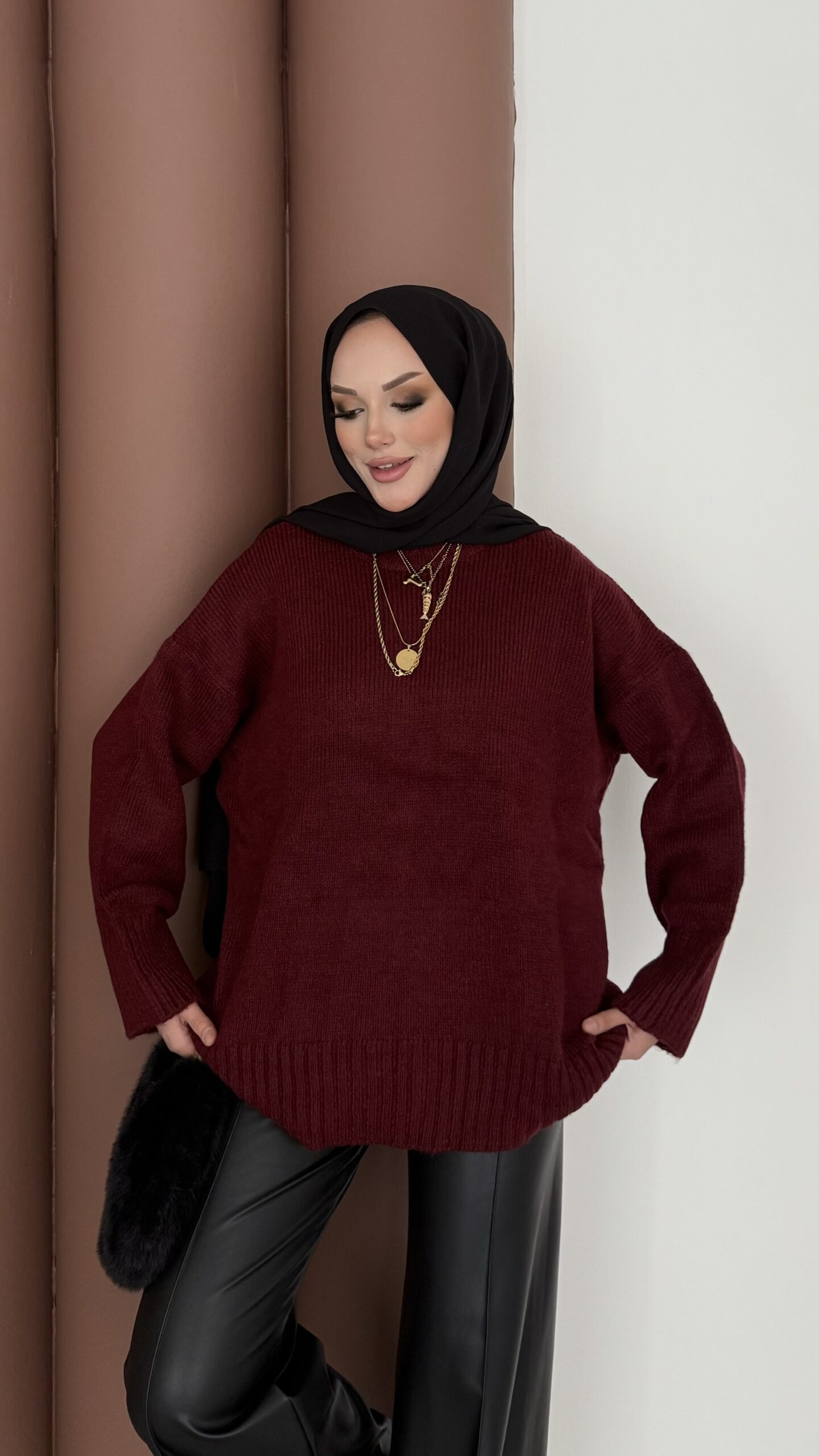 Bisiklet Yaka Oversize Kadın Kazak |  