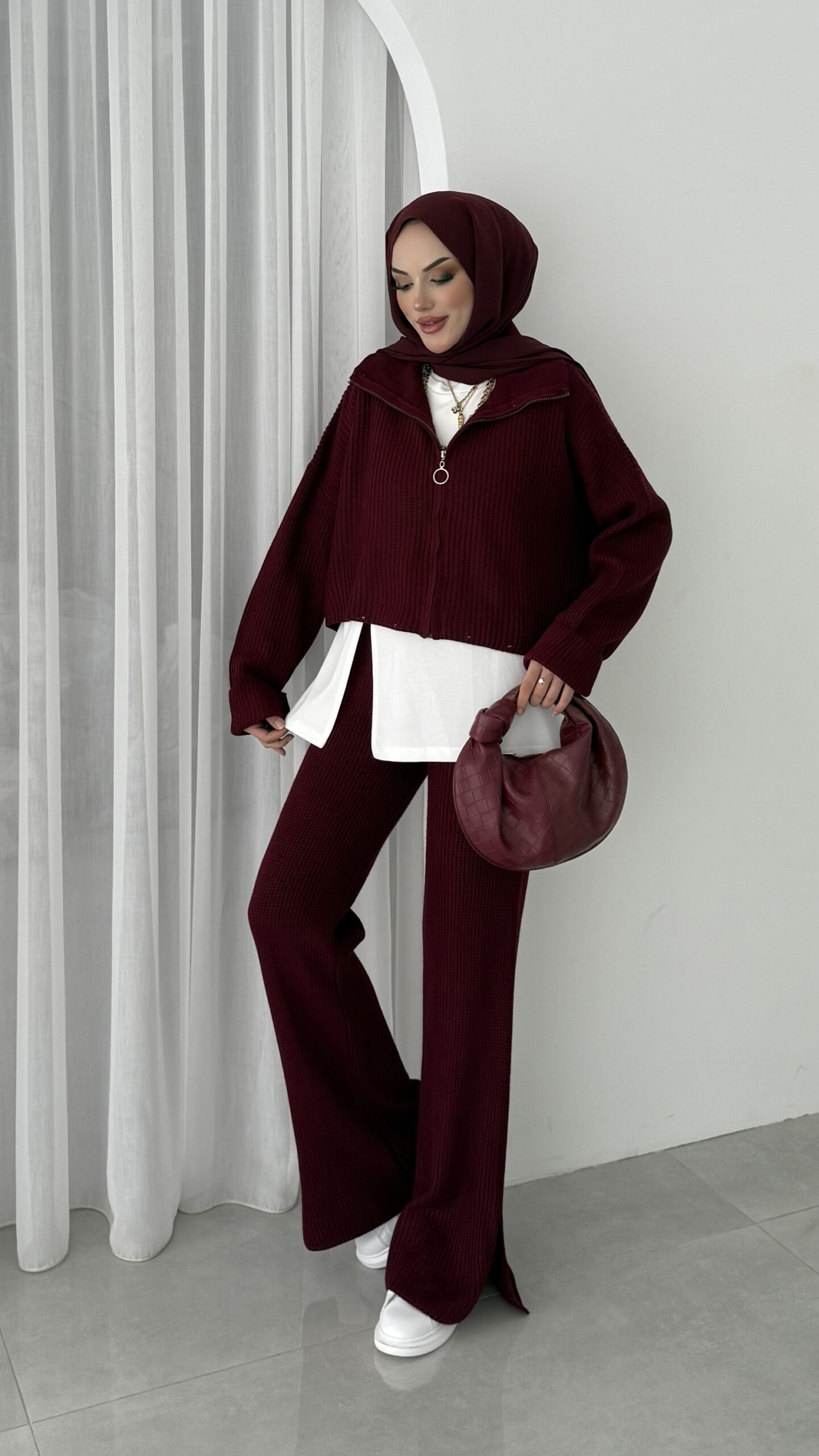 Crop İçlikli Triko Takım |  