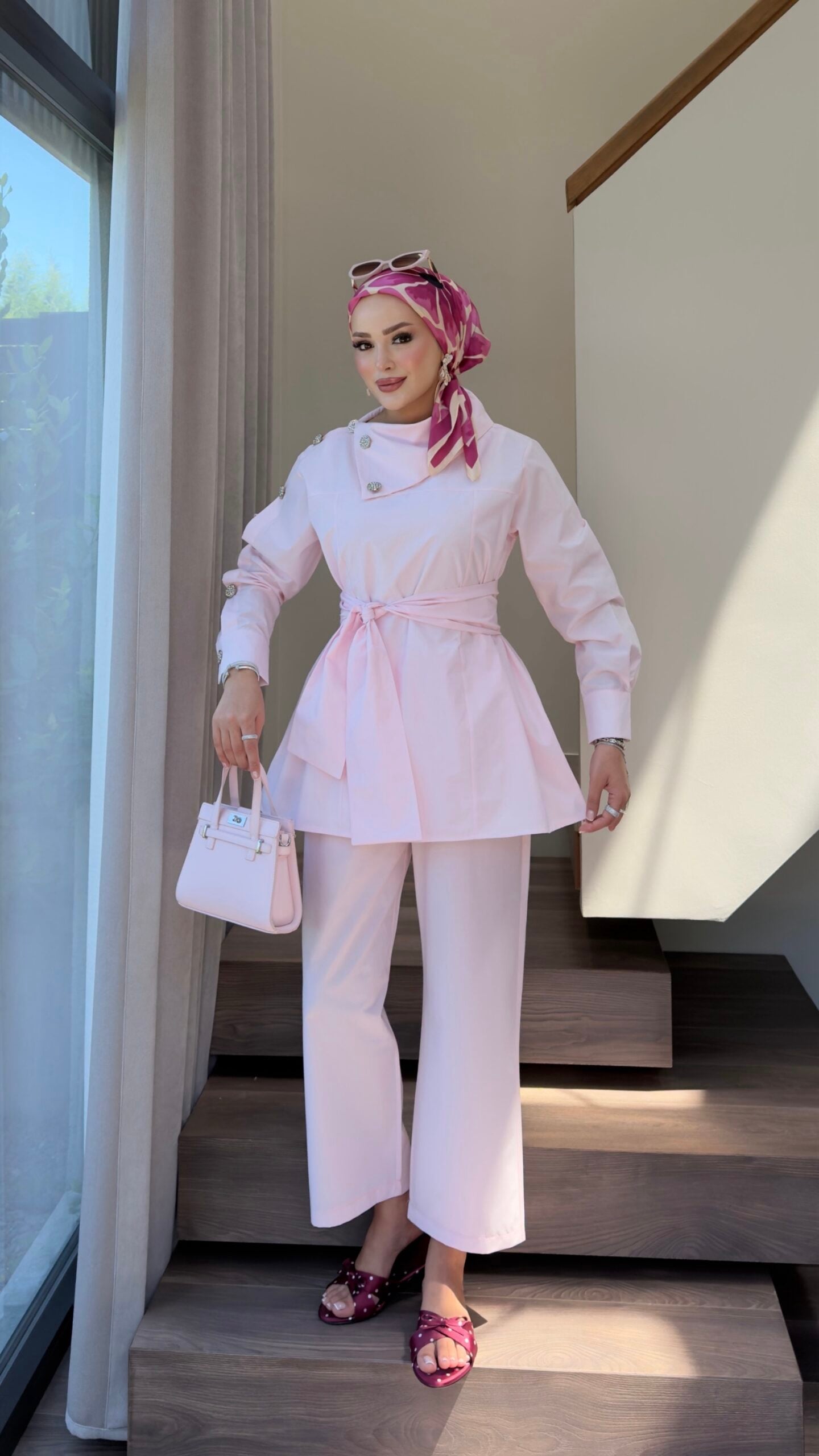 Liora Düğmeli Poplin İkili Takım |  