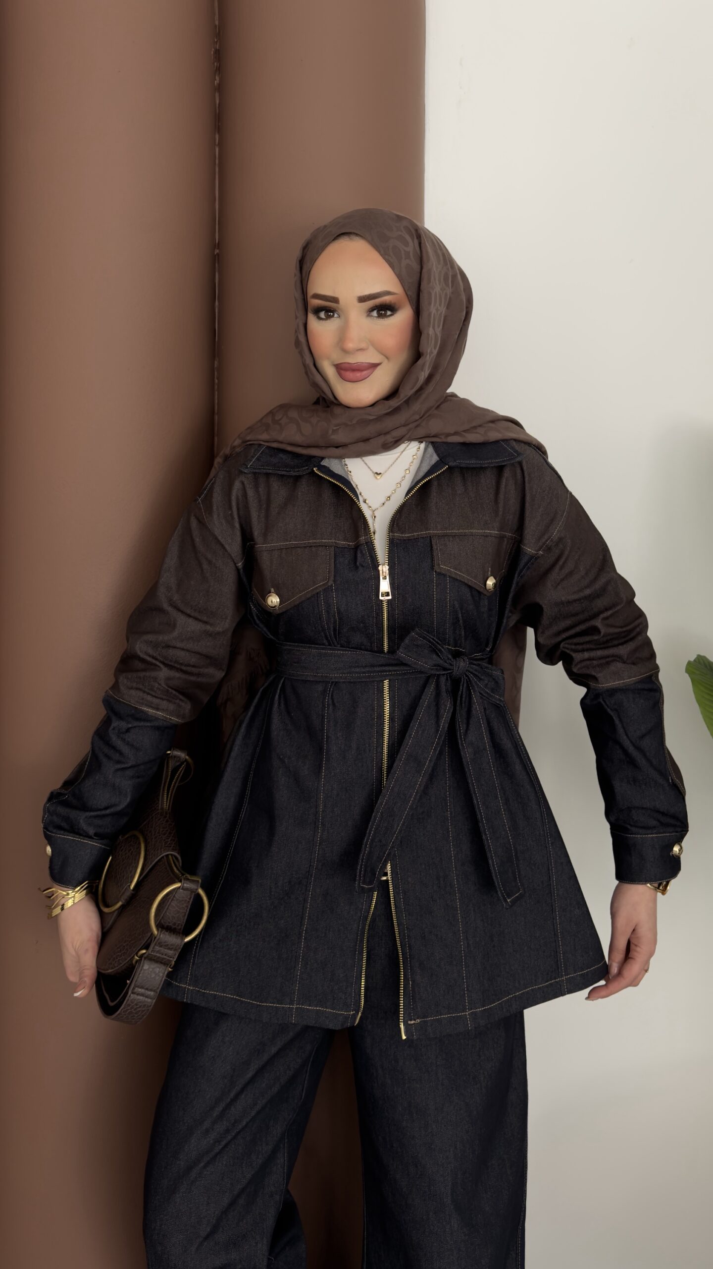 Dark Çift Fermuarlı Denim İkili Takım |  