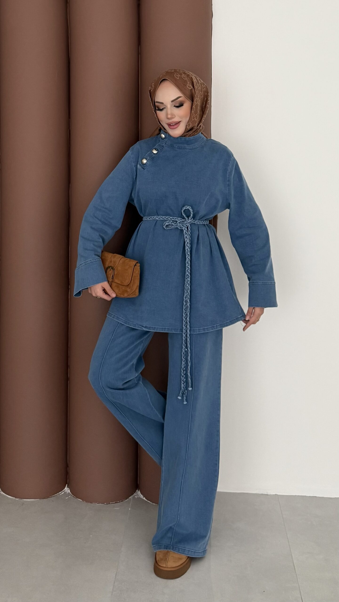ZRA Muadil Örgü Kemerli Denim Takım |  