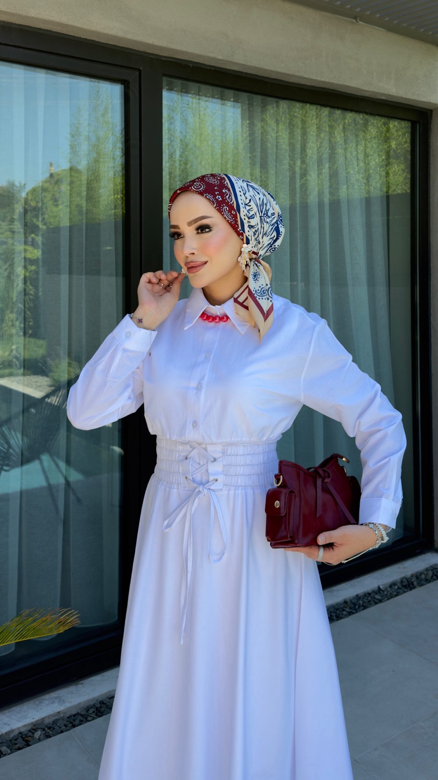 Valeria Poplin Kuşaklı Elbise |  