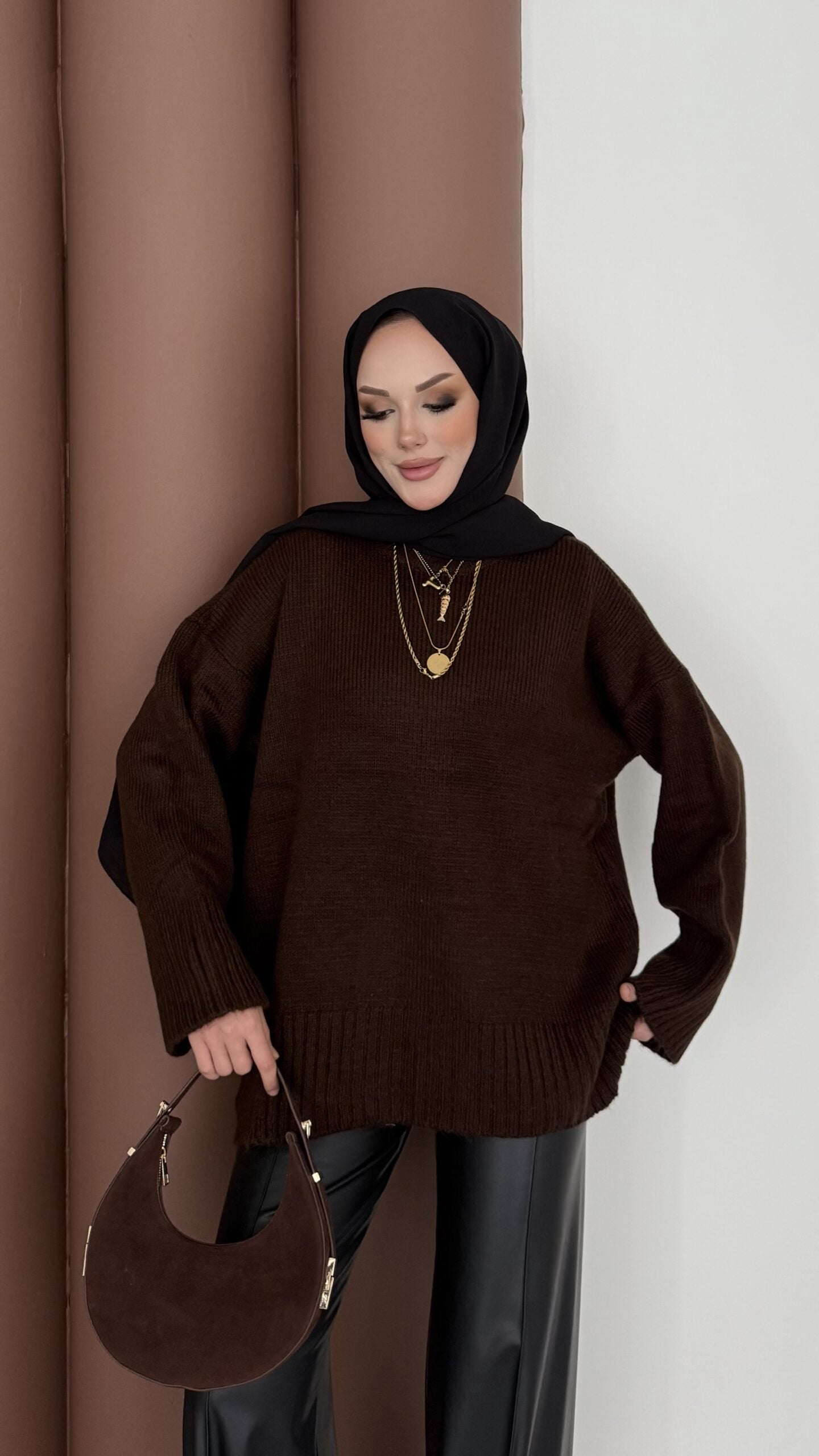 Bisiklet Yaka Oversize Kadın Kazak |  