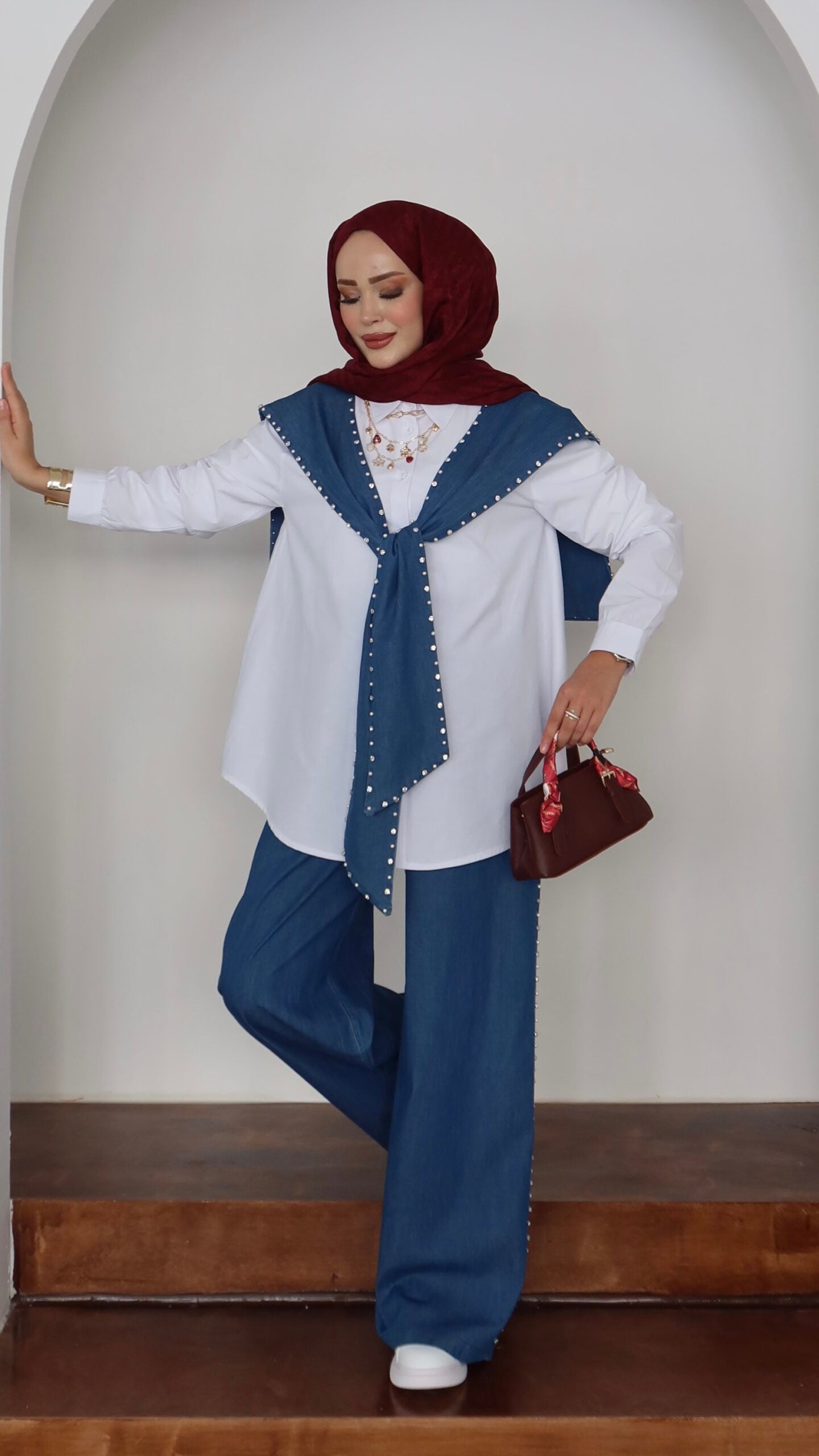 Marjin Çakım Taşlı Denim İkili Takım |  