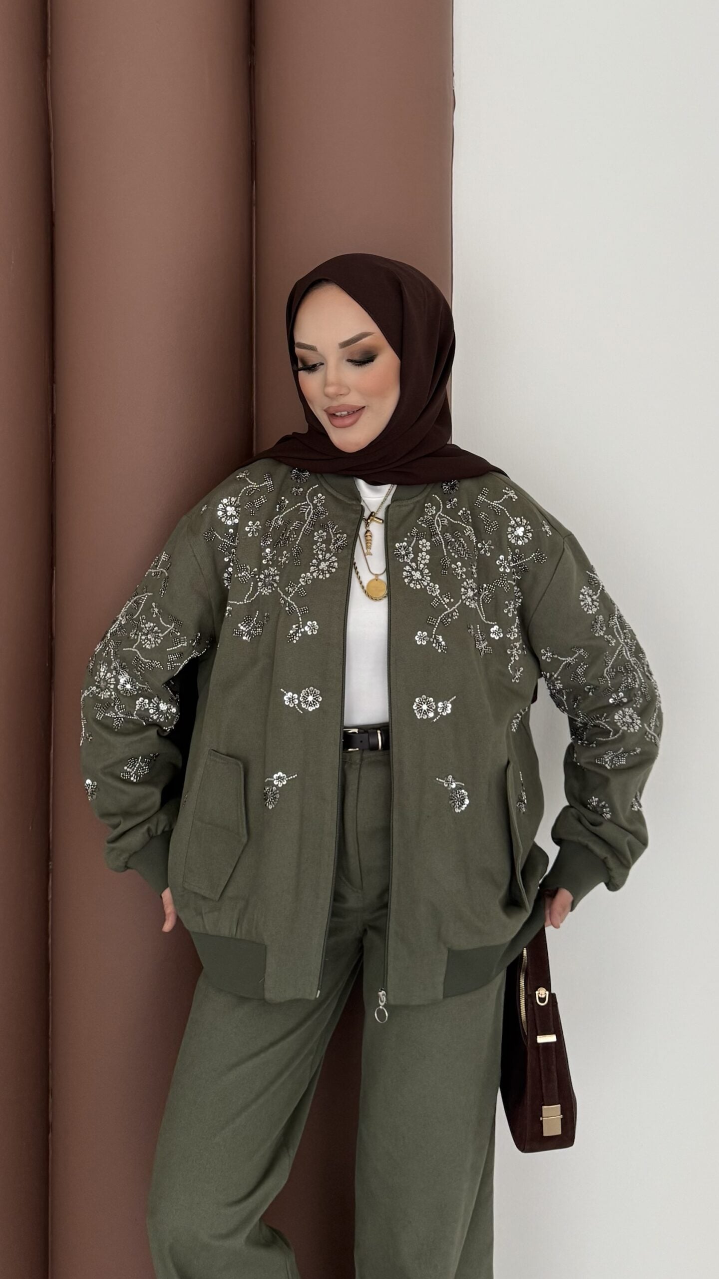 Marka Muadili Gabardin Bomber Ceket İkili Takım |  