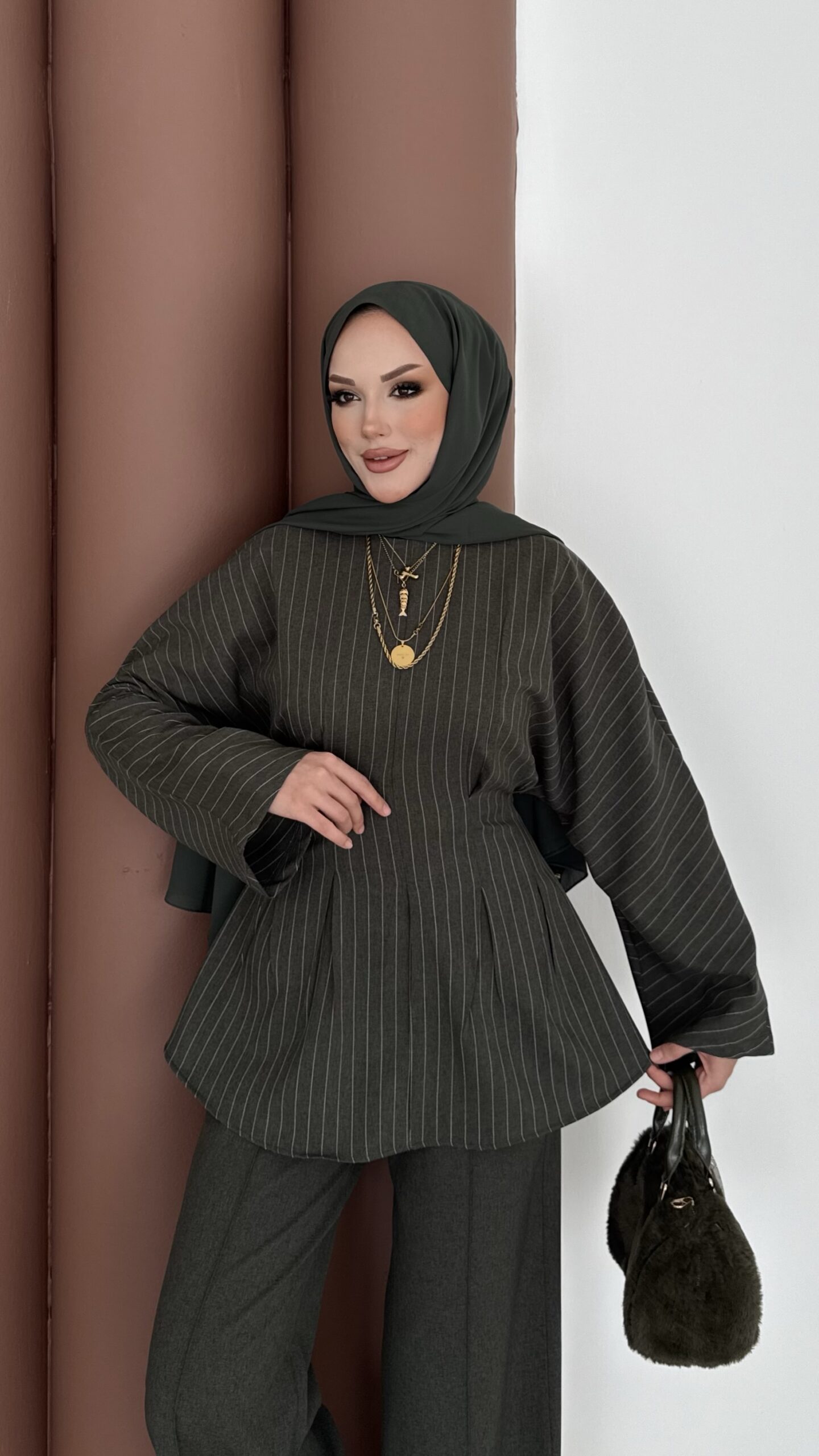 Premium Piliseli Arabic Çizgili İkili Takım |  