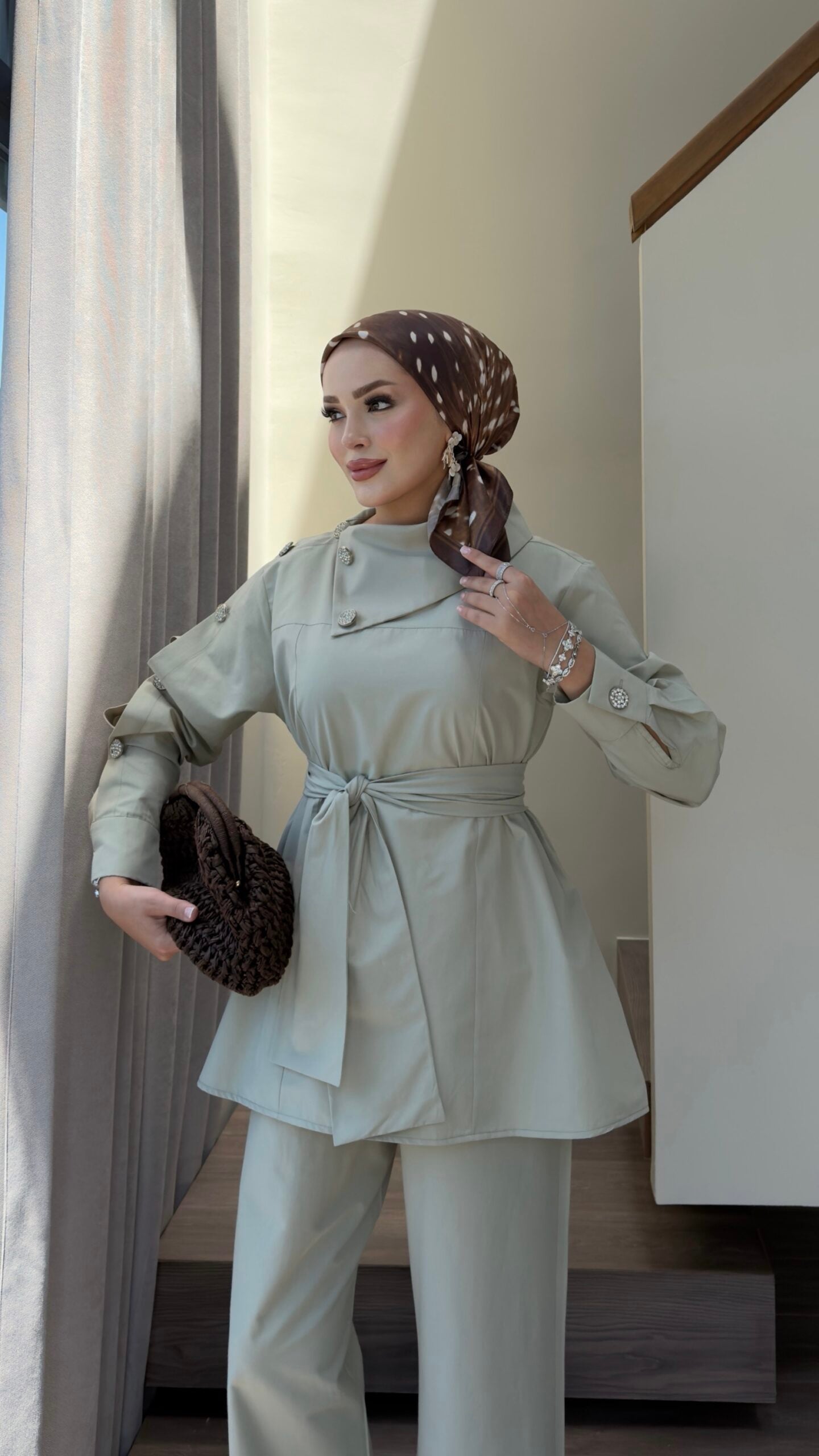 Liora Düğmeli Poplin İkili Takım |  