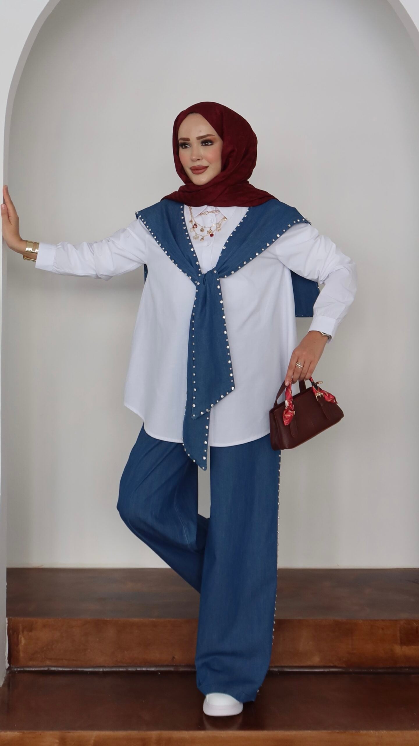 Marjin Çakım Taşlı Denim İkili Takım |  