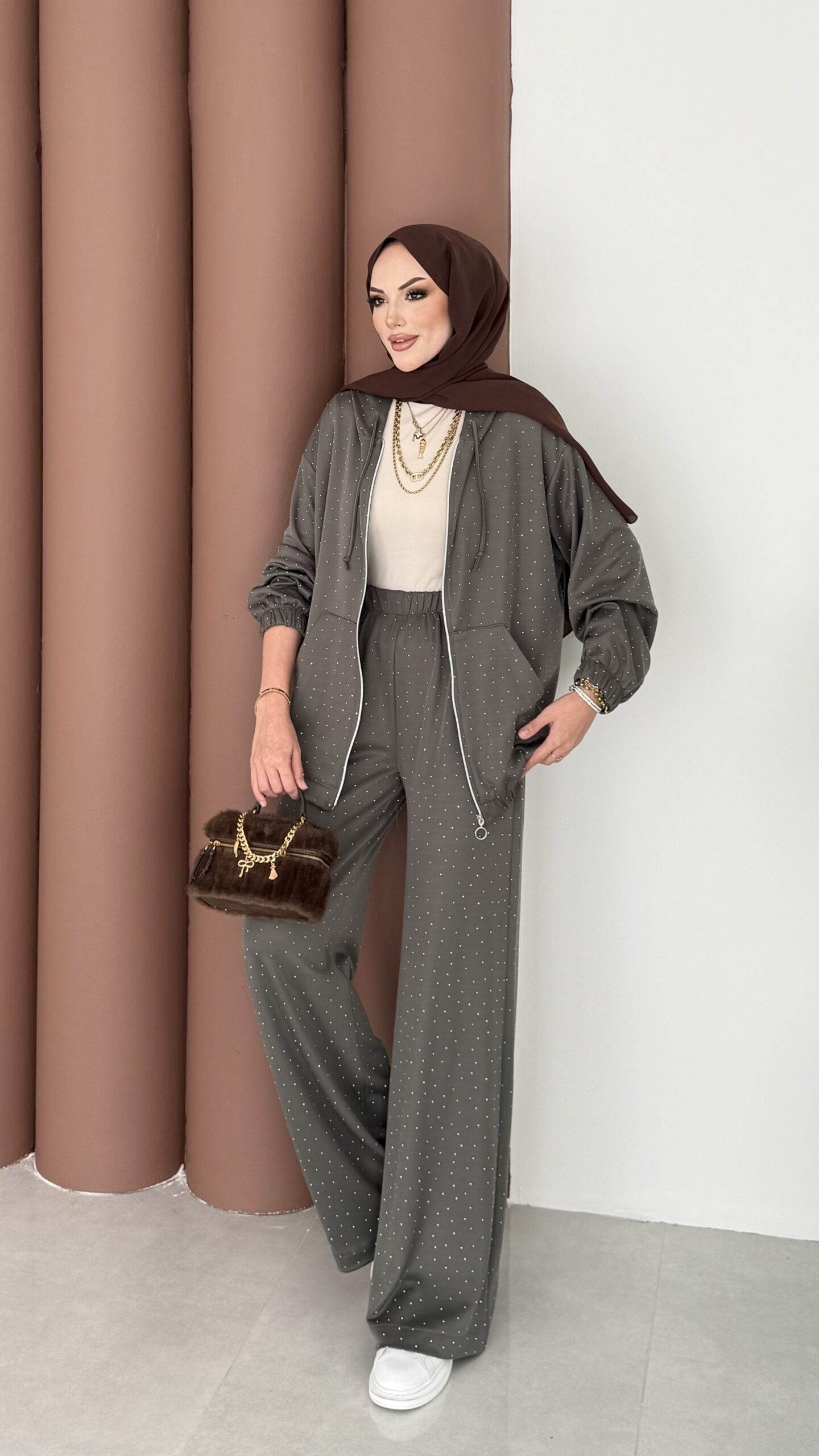 Fashion Taşlı Bomber İkili Takım |  