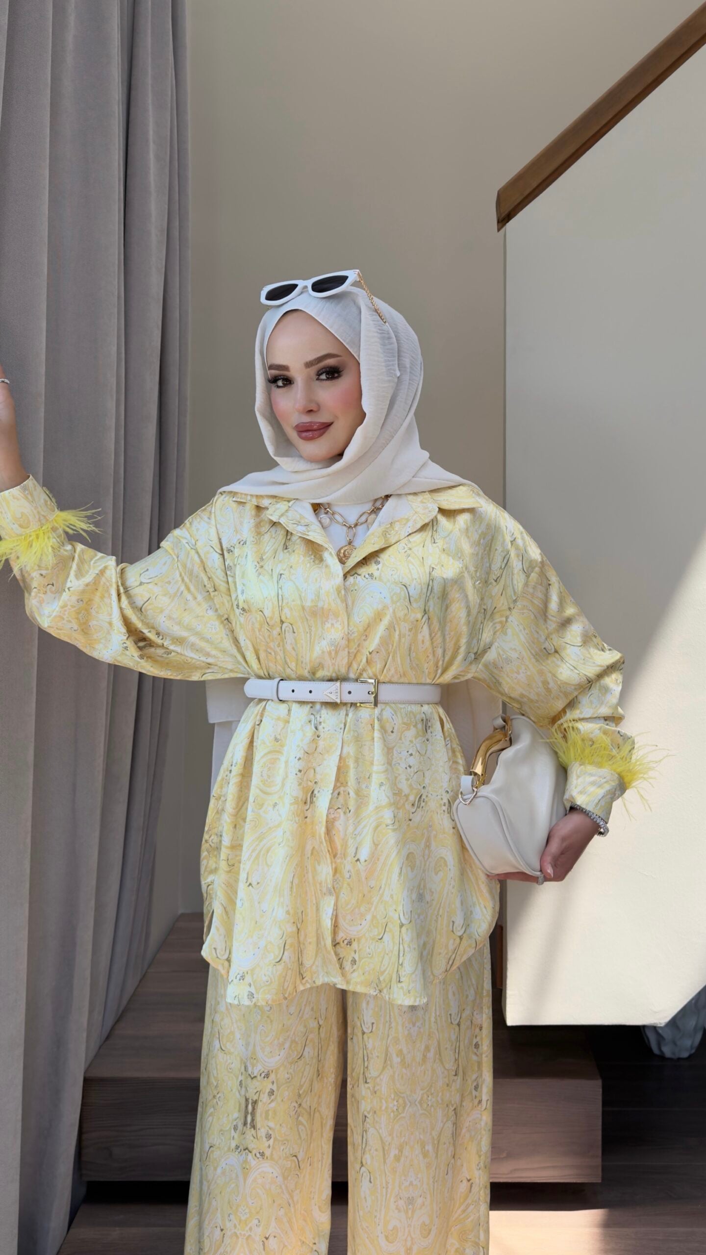 Talia Saten Desenli Tüylü İkili Takım |  