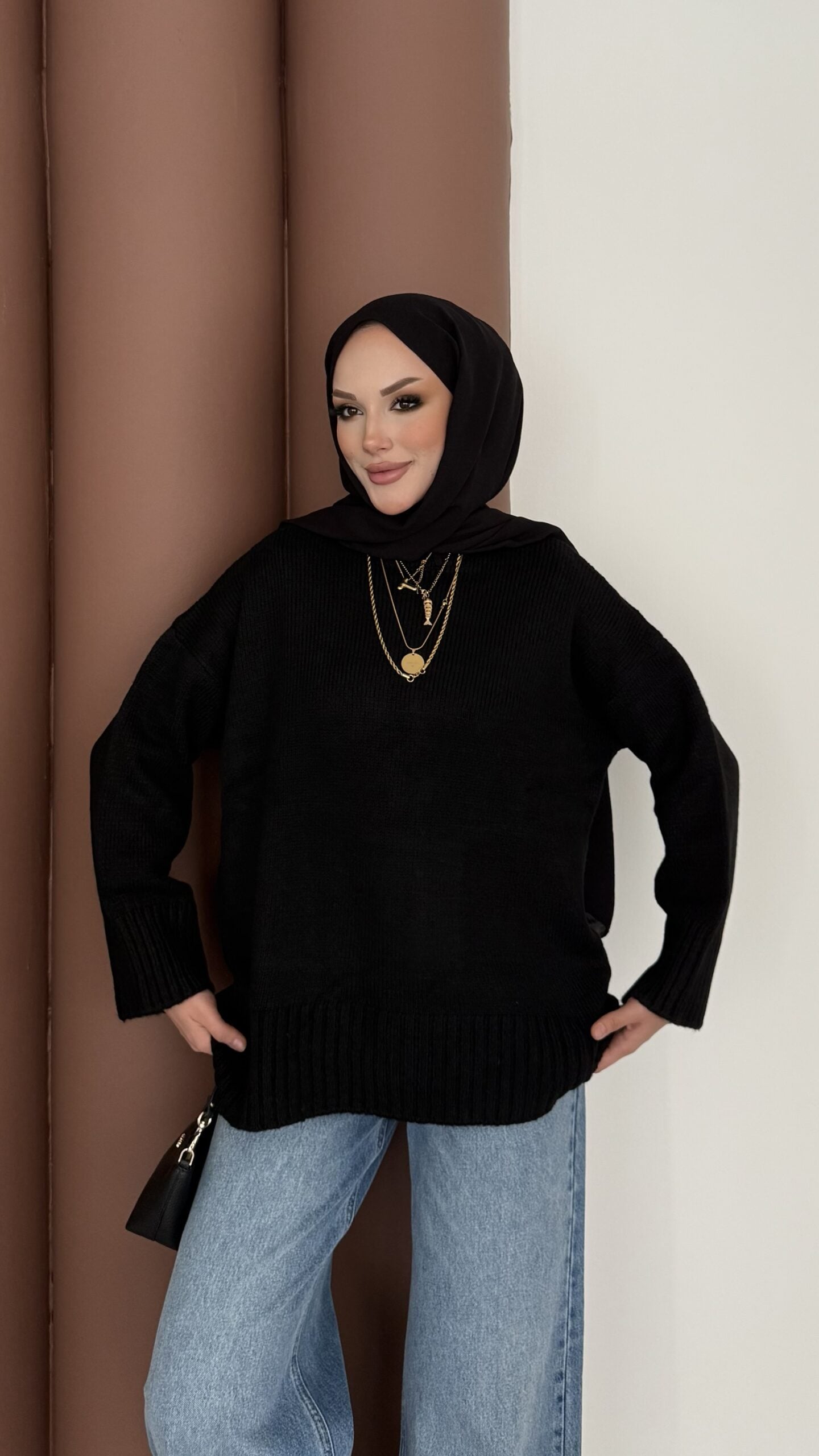 Bisiklet Yaka Oversize Kadın Kazak |  