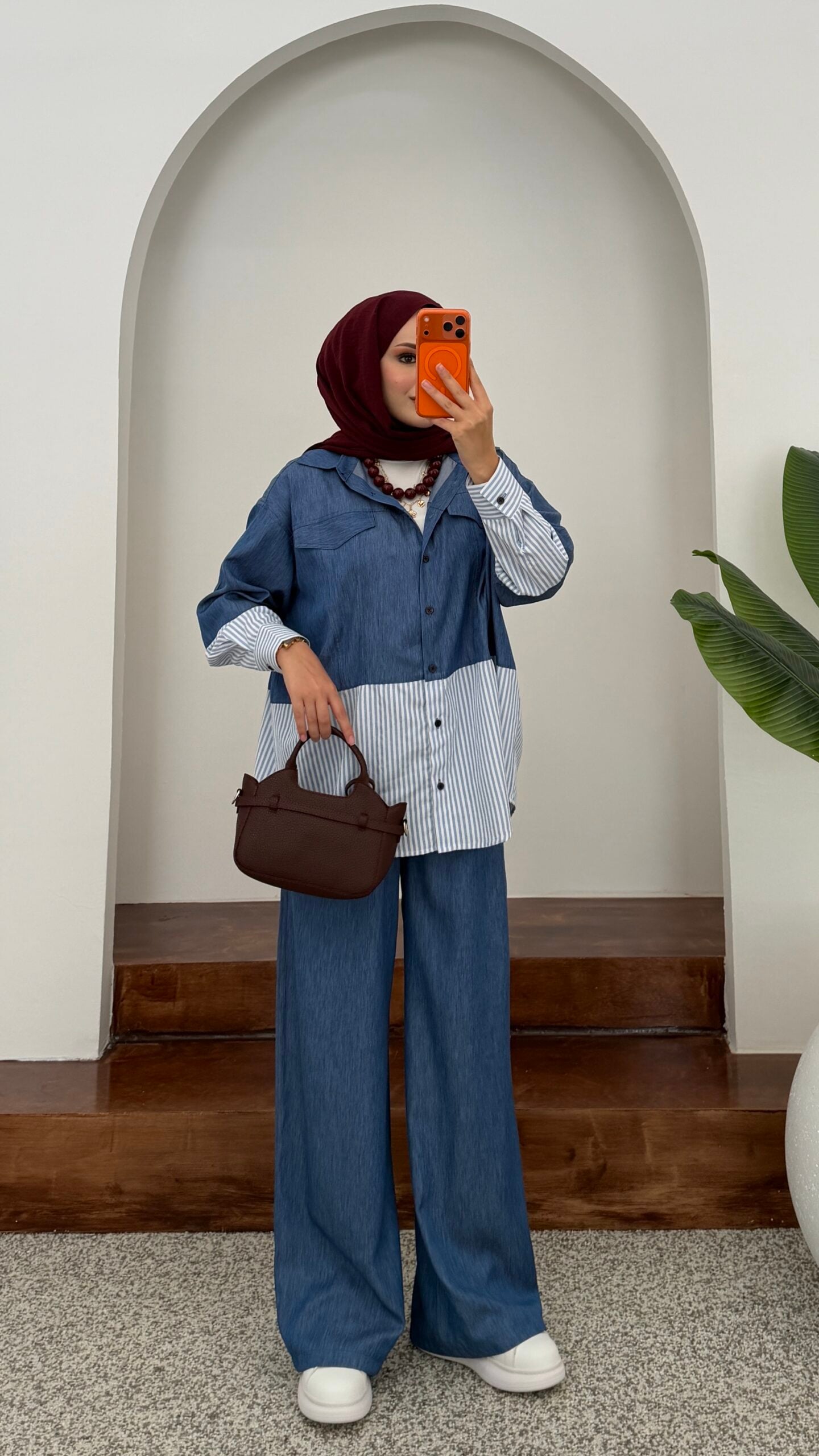 Core Çizgili Denim İkili Takım |  