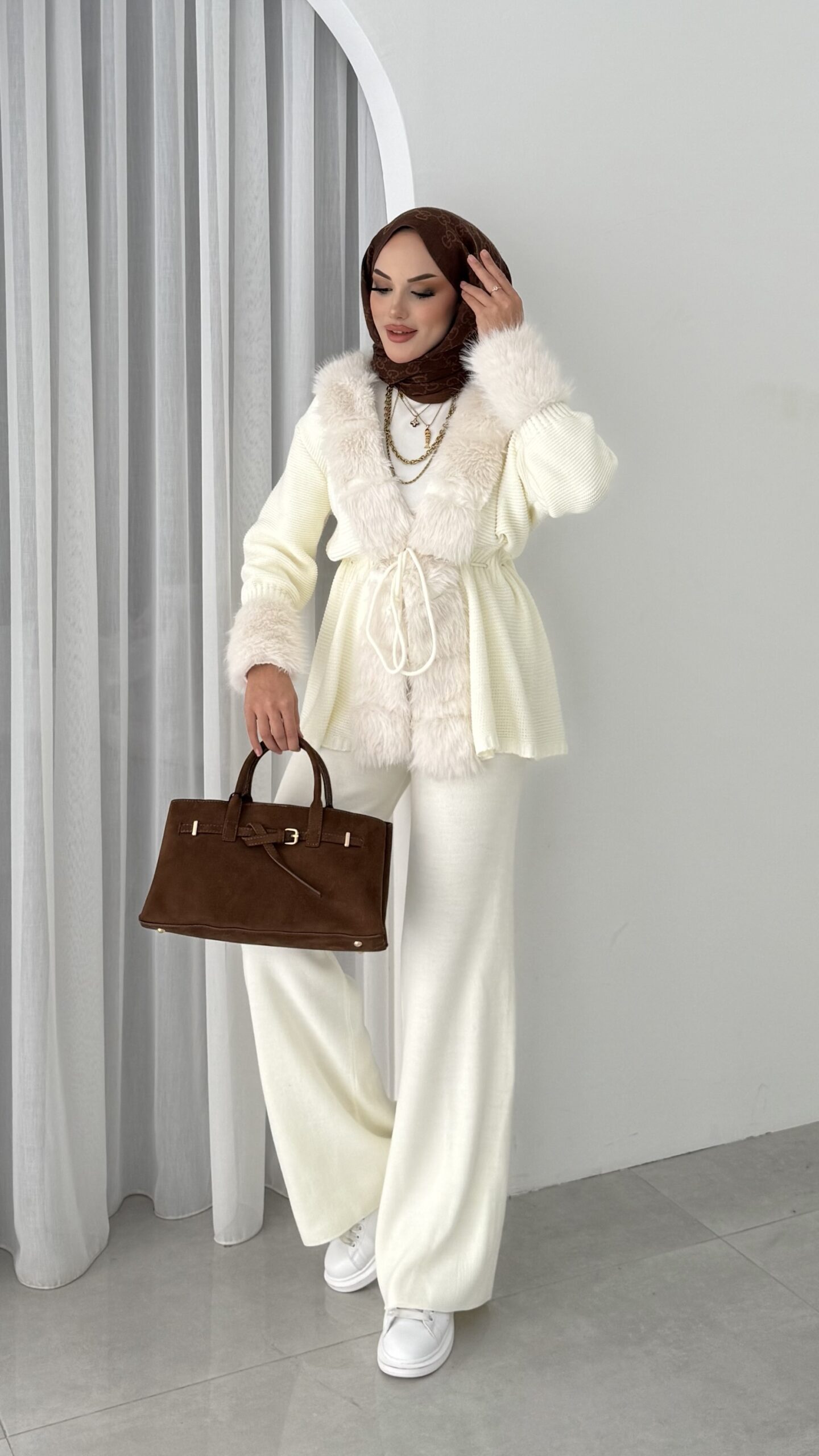 Angora Kürklü Triko İkili Takım |  