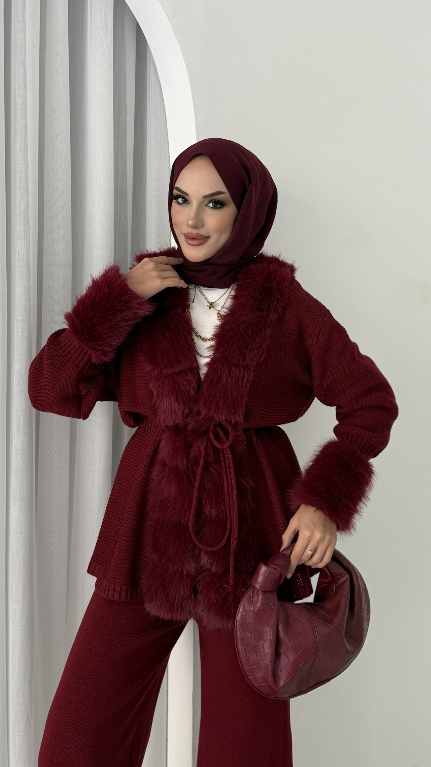 Angora Kürklü Triko İkili Takım |  