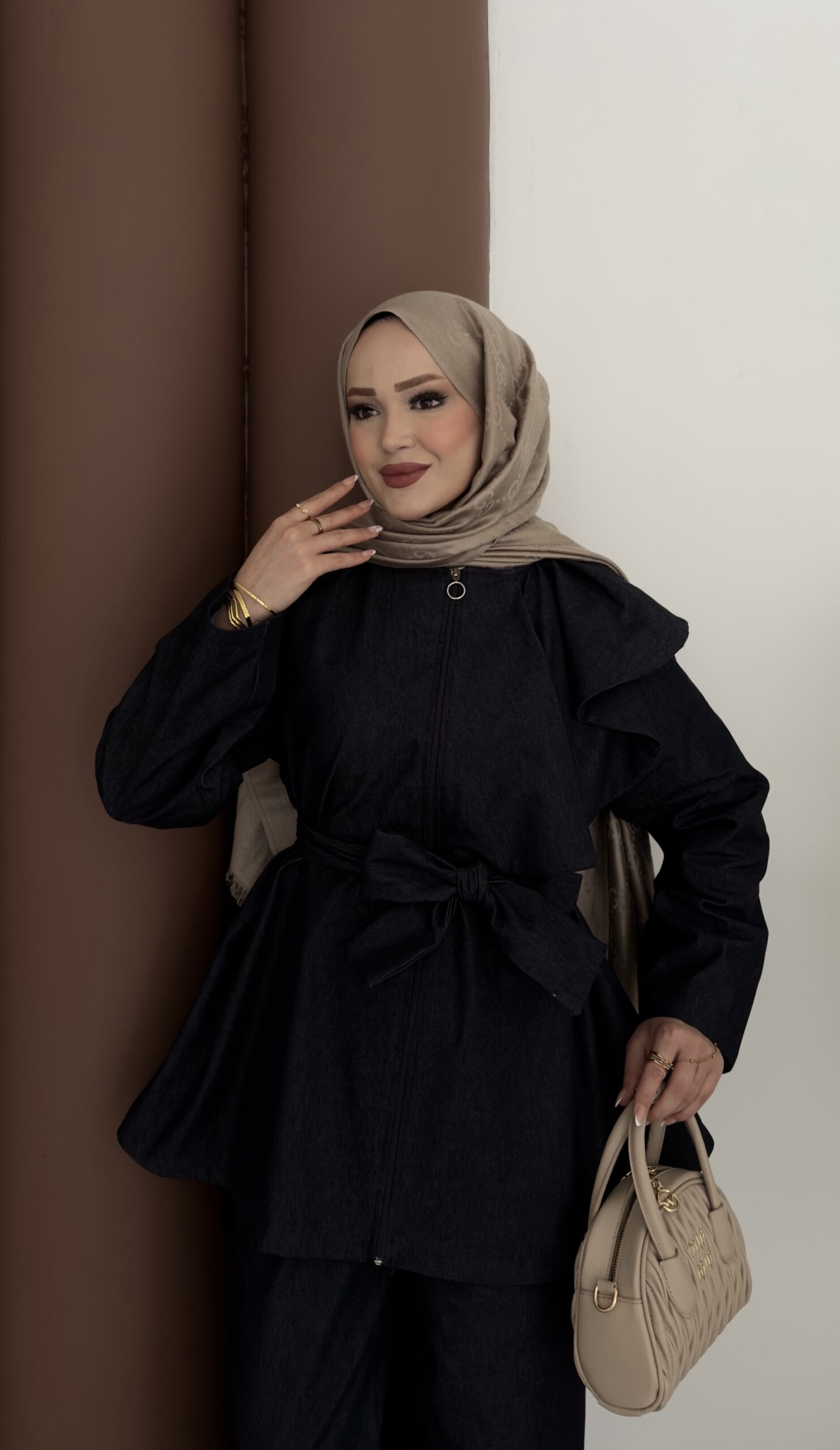 Softy Fermuarlı Denim İkili Takım |  