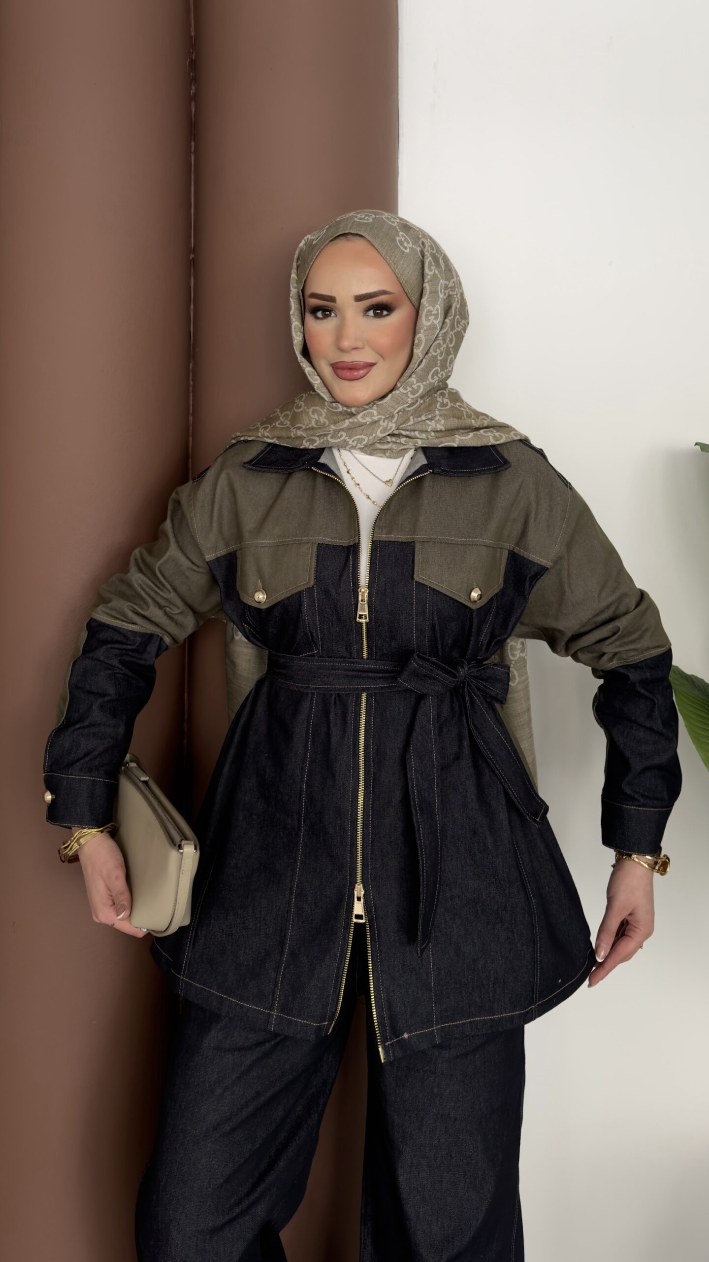 Dark Çift Fermuarlı Denim İkili Takım |  