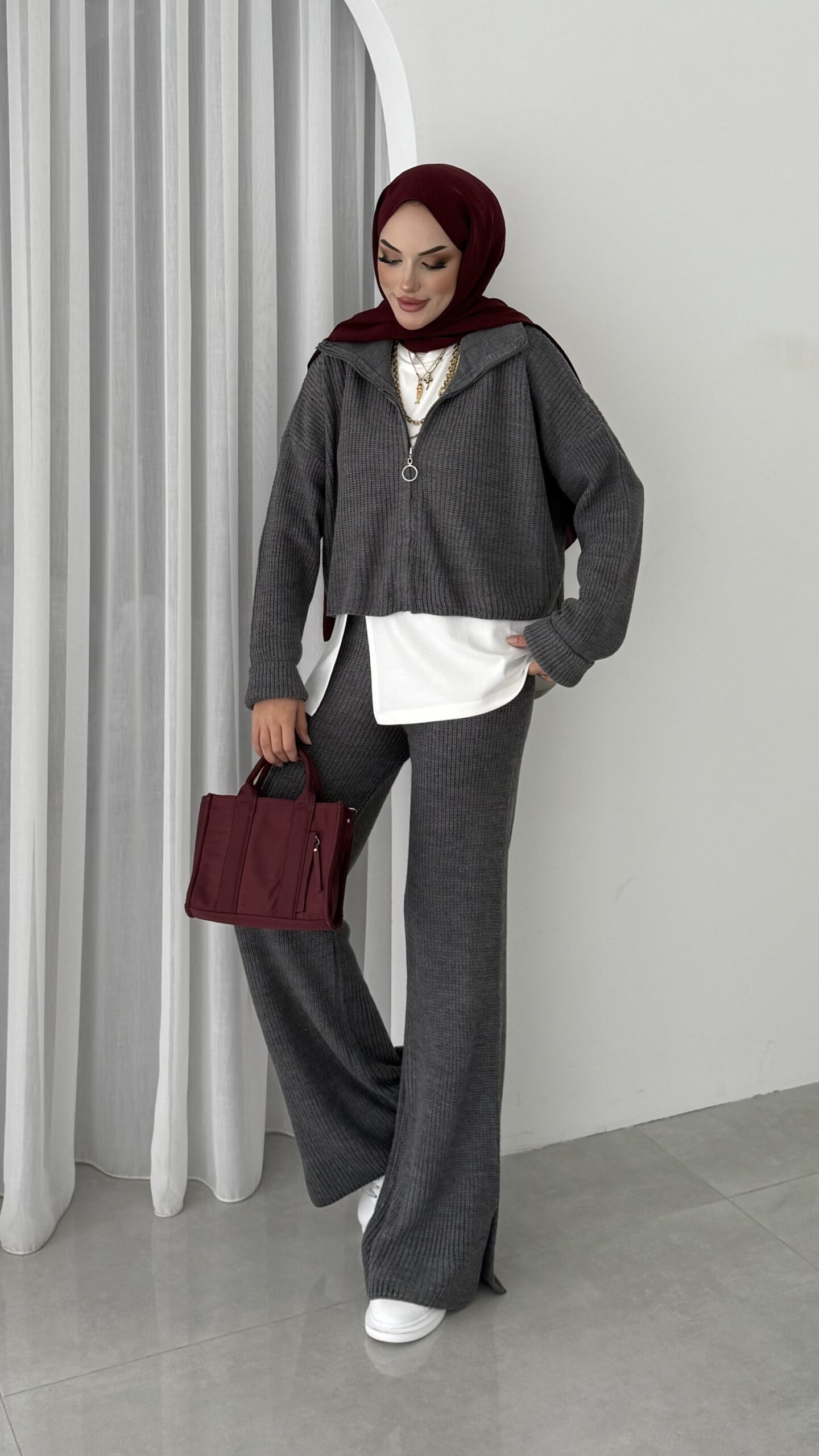 Crop İçlikli Triko Takım |  