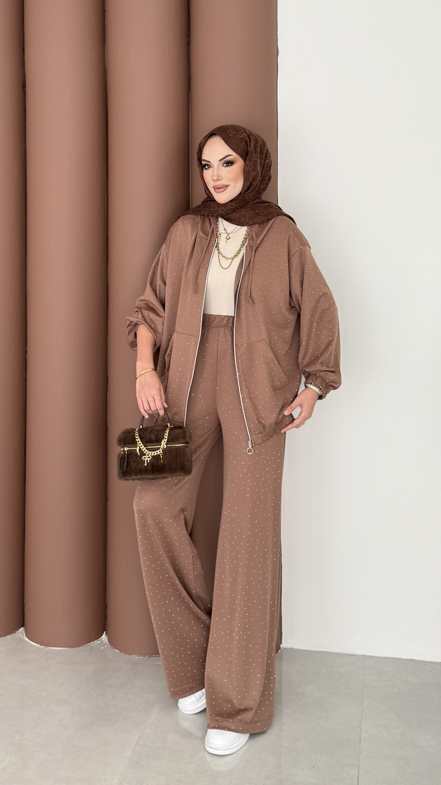 Fashion Taşlı Bomber İkili Takım |  