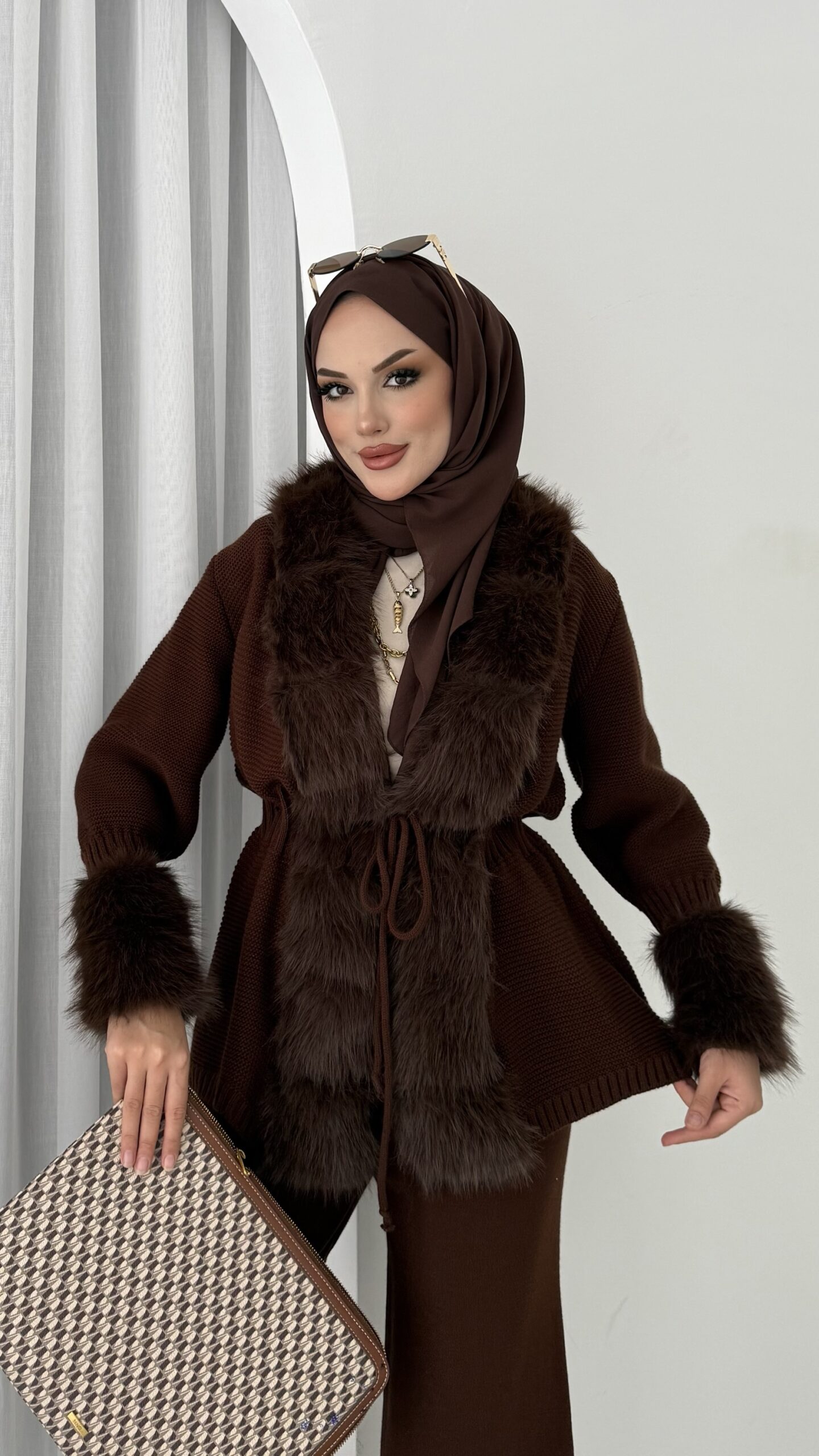 Angora Kürklü Triko İkili Takım |  