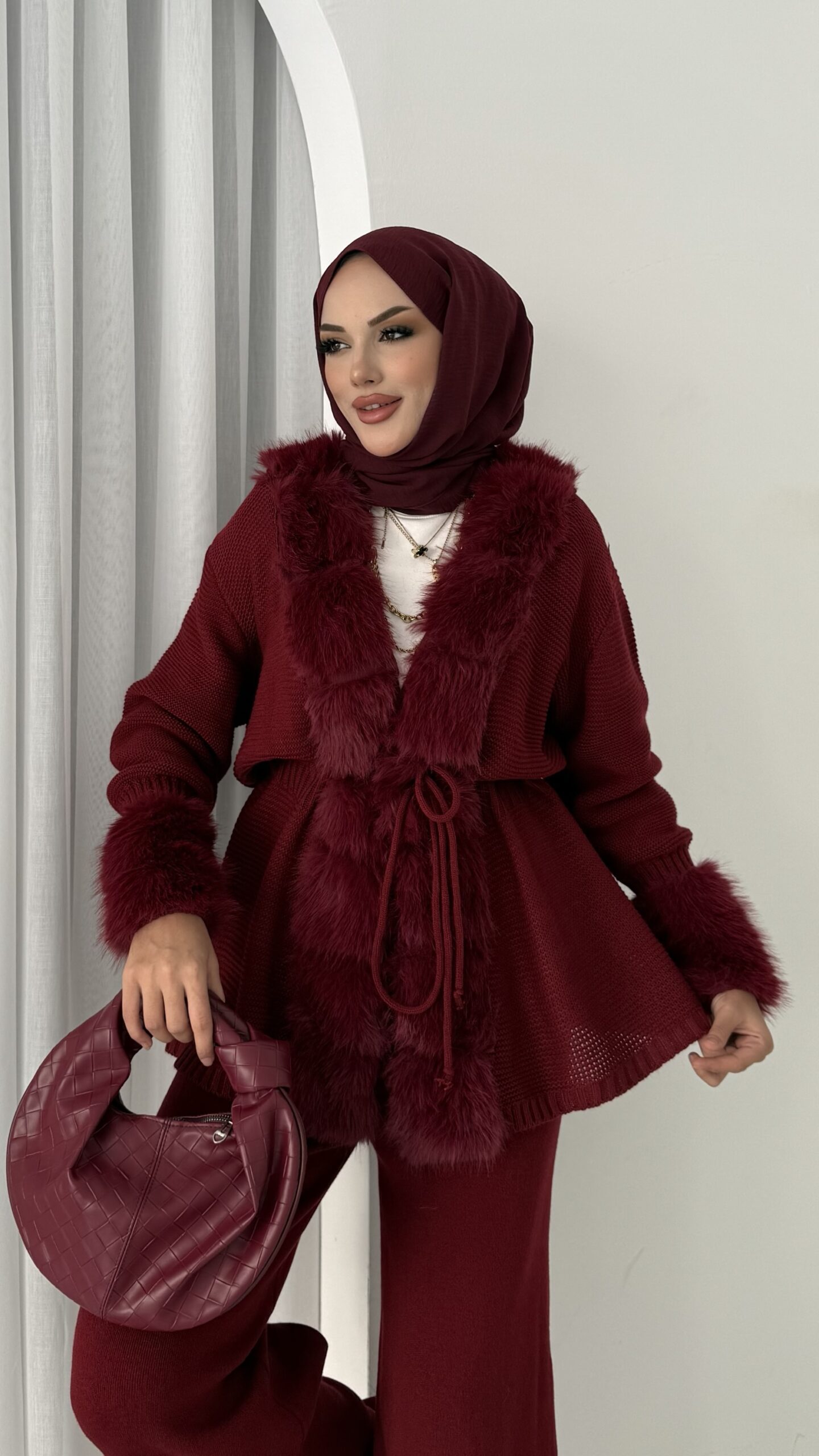 Angora Kürklü Triko İkili Takım |  