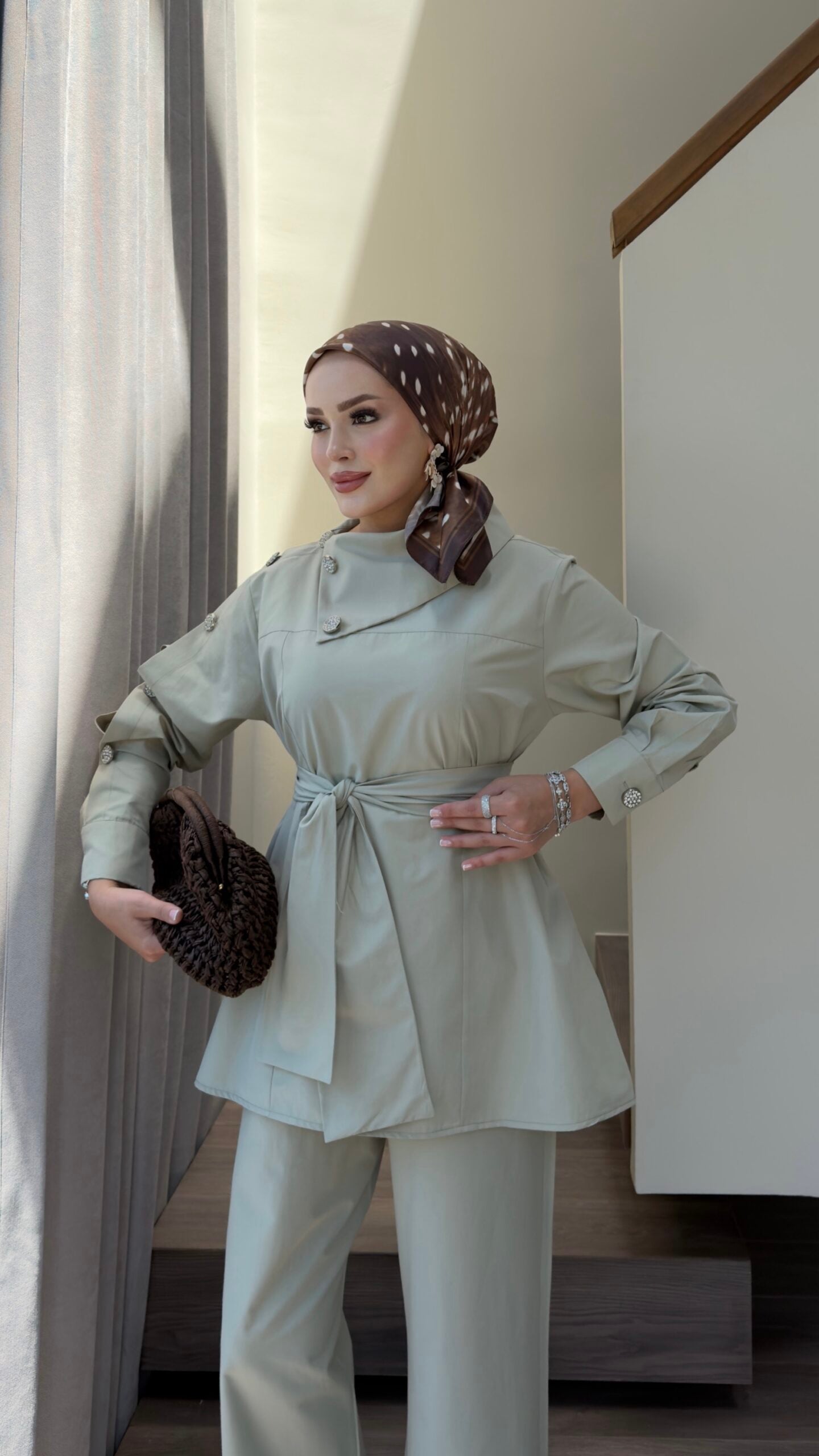 Liora Düğmeli Poplin İkili Takım |  