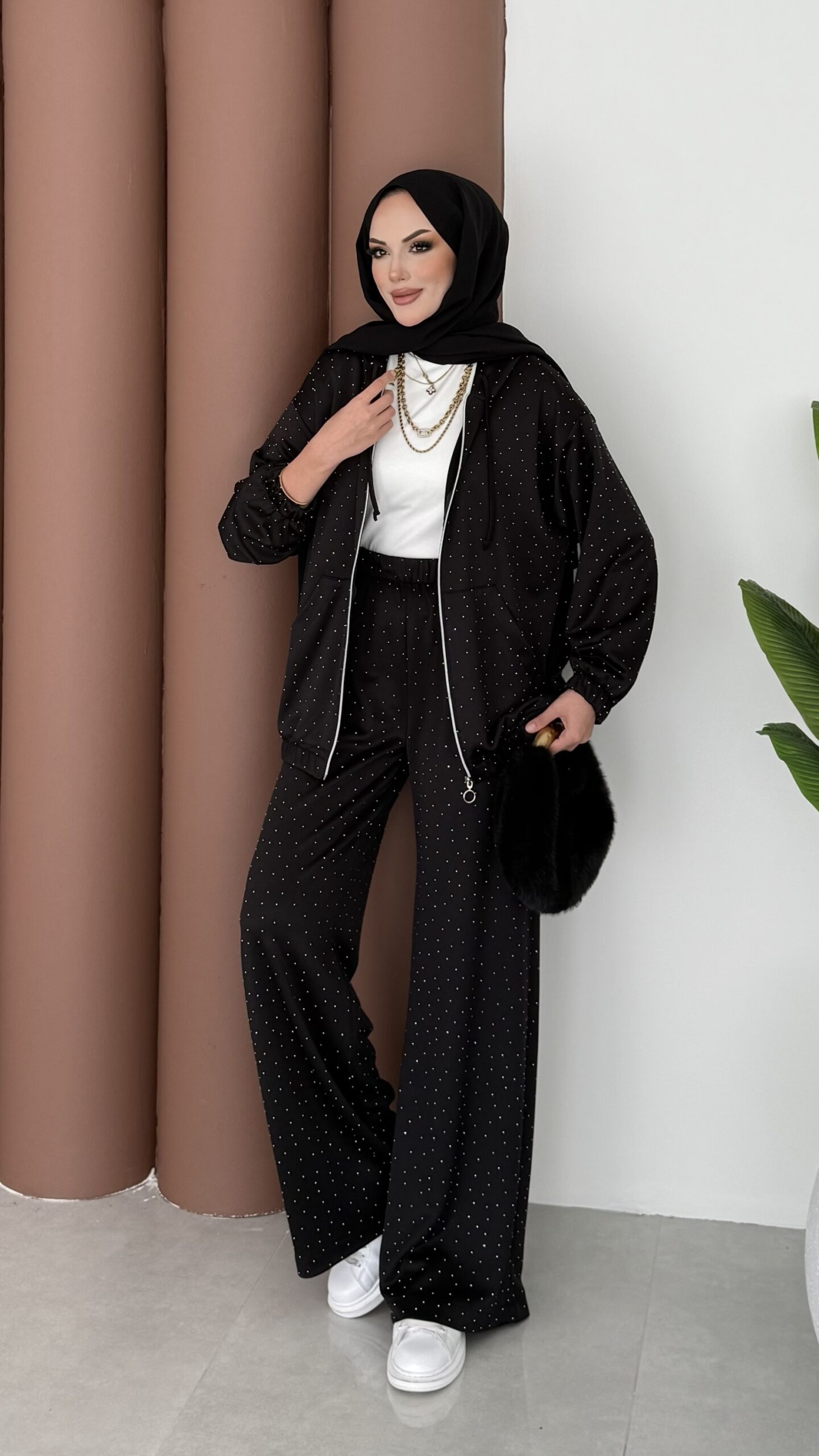 Fashion Taşlı Bomber İkili Takım |  