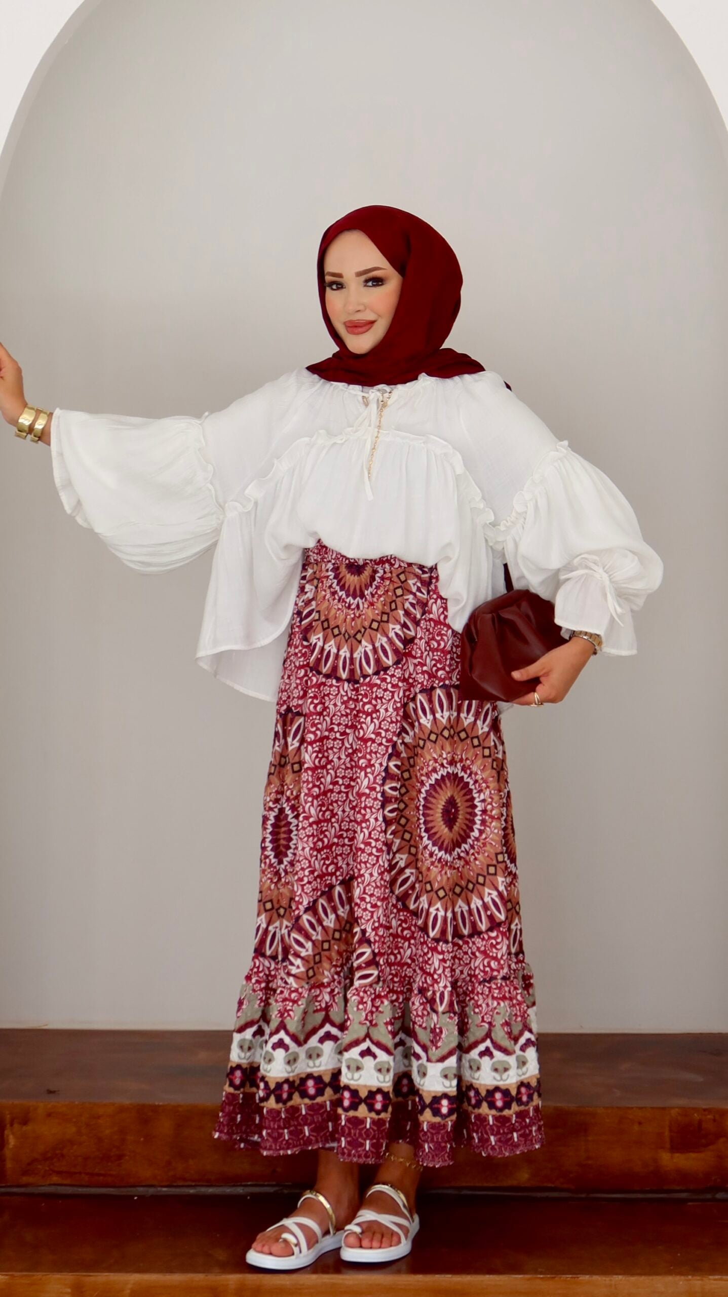 Etnik Desen Etekli Gofre İkili Takım |  